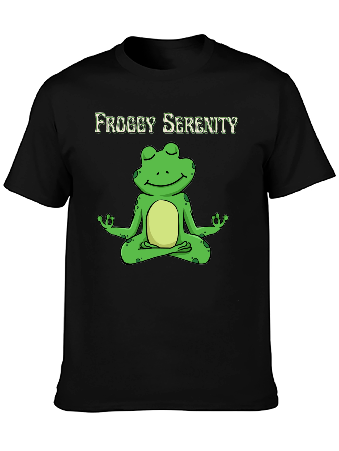 Black Froggy Serenity Meditation T-Shirt - Relax & Unwind view 3