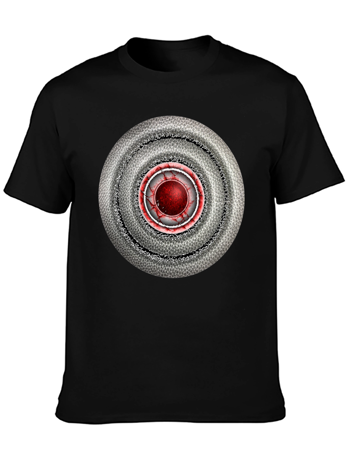 Black Abstract Target Graphic Men's Black T-Shirt view 3