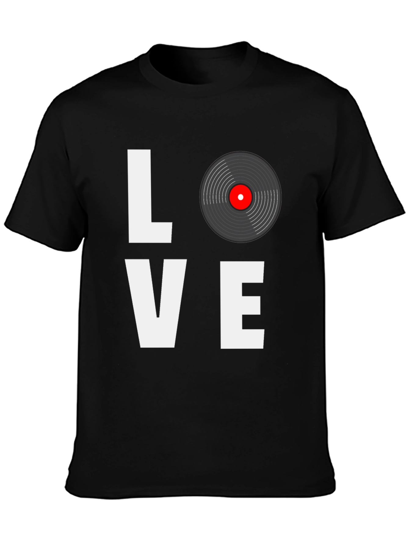 Black Love Vinyl Record Black T-Shirt  view 3