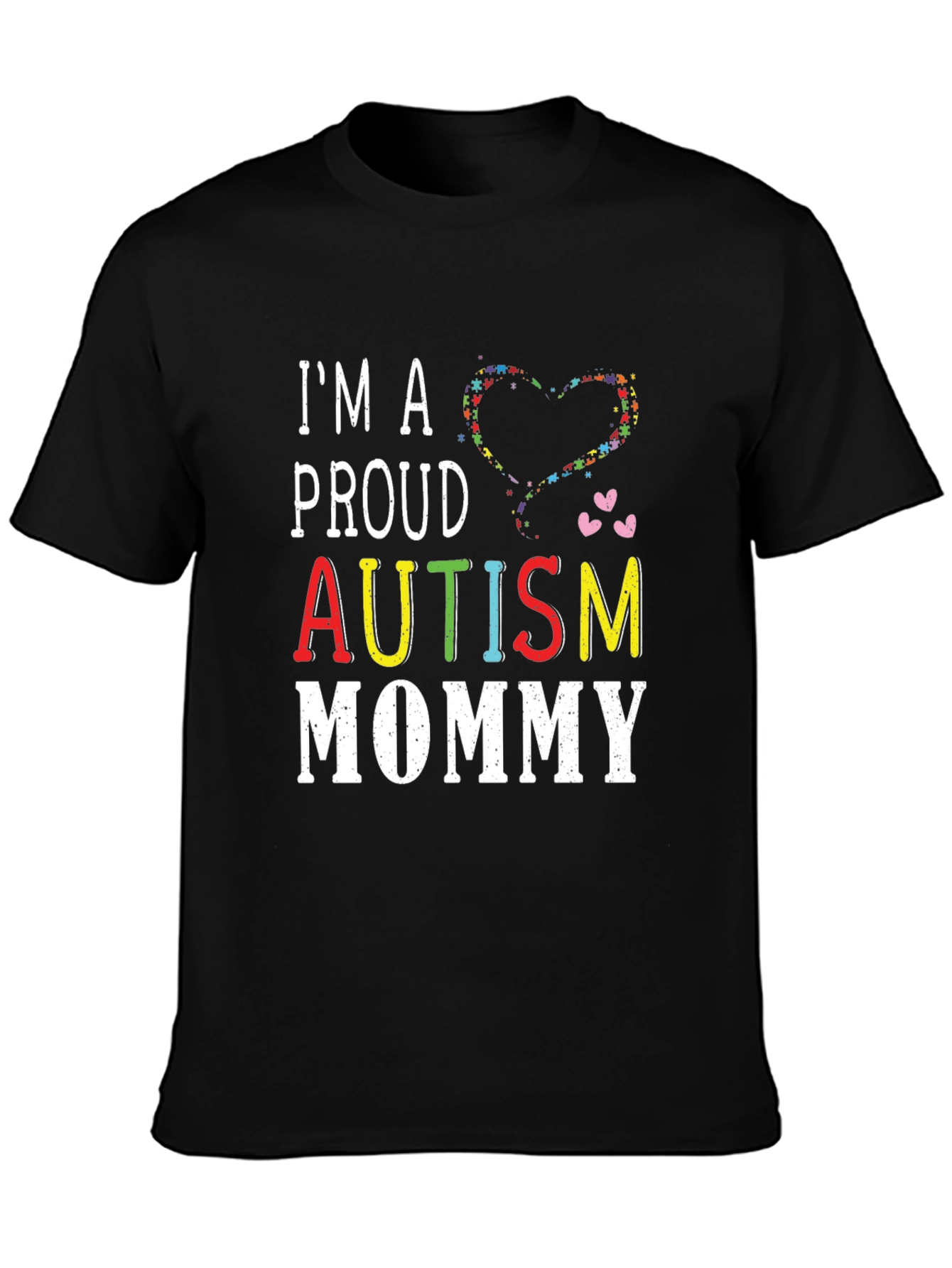 Black Proud Autism Mommy T-Shirt  view 3