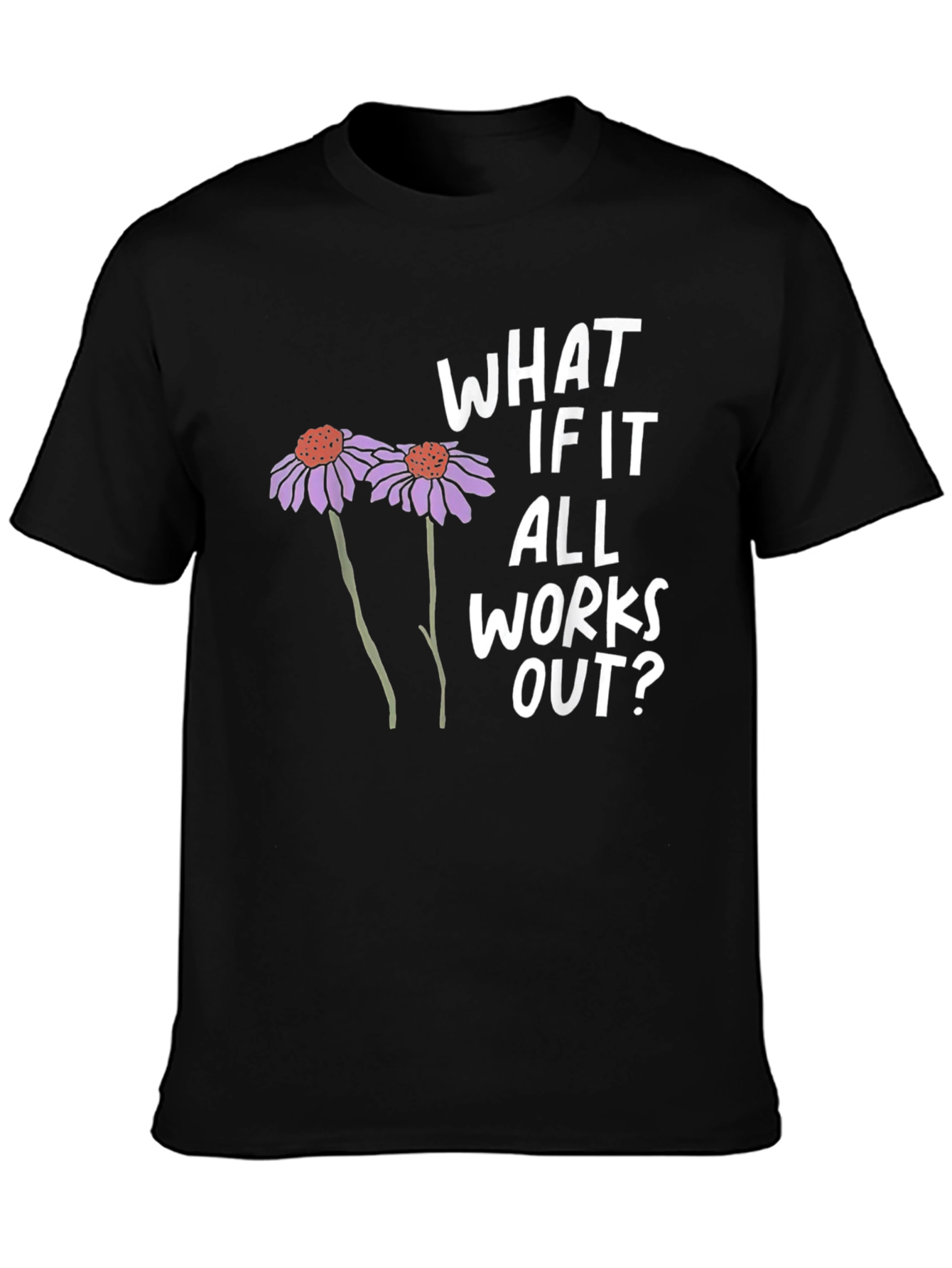 Black Optimistic Graphic Tee - What If It All Works Out? view 3