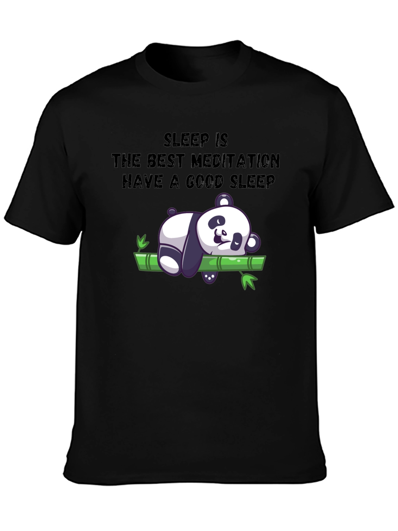Black Sleep Meditation Panda T-Shirt - Relax & Sleep Well view 3