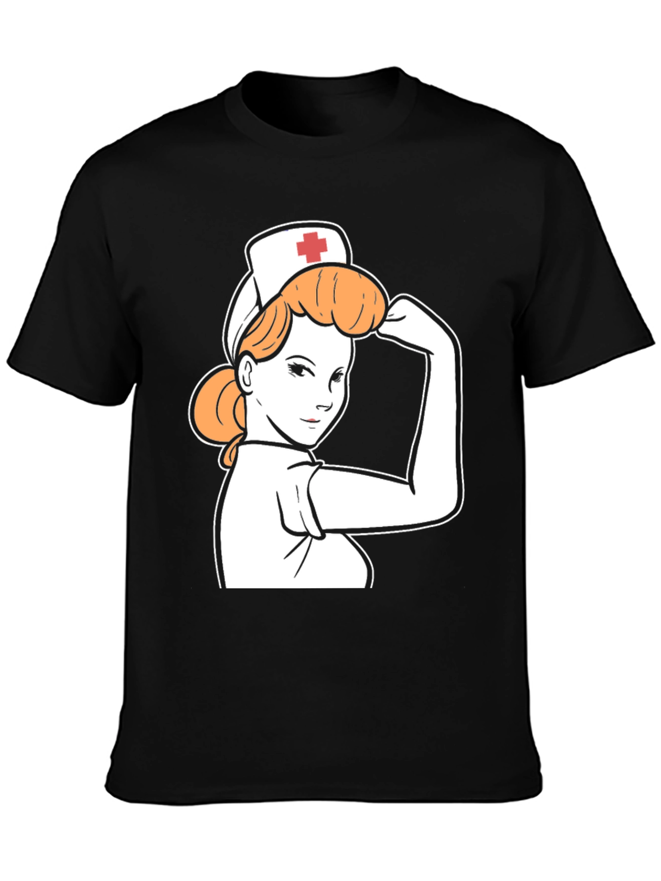 Black Retro Nurse Power T-Shirt - Black view 3