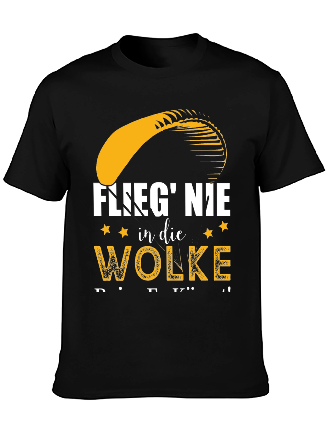 Black Flieg' Nie in die Wolke T-Shirt - Paragliding Gift view 3