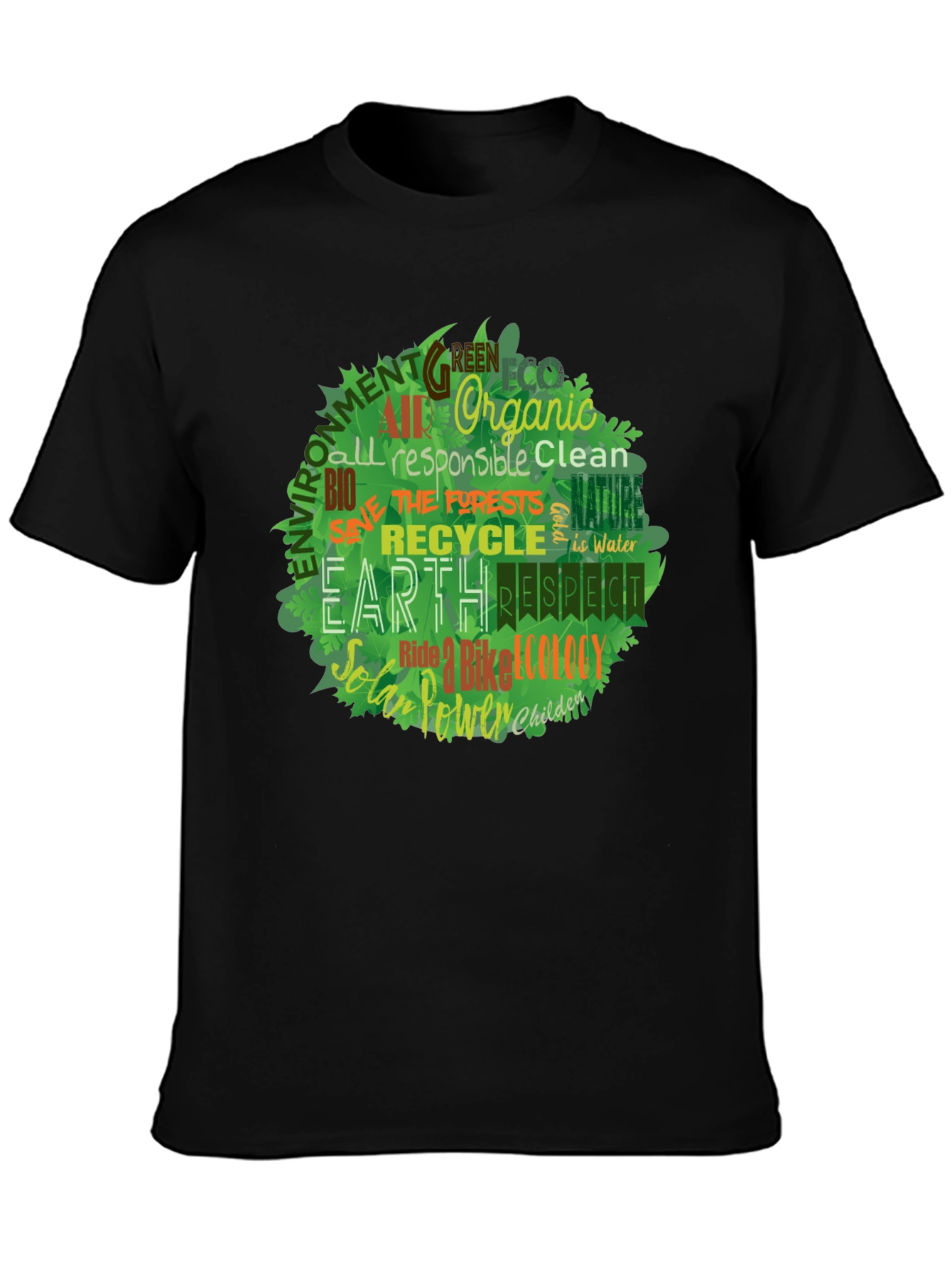 Black Eco Friendly Earth T-Shirt view 3