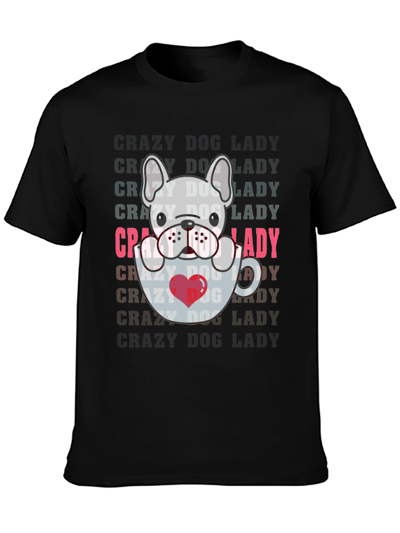 Black Crazy Dog Lady T-Shirt view 3