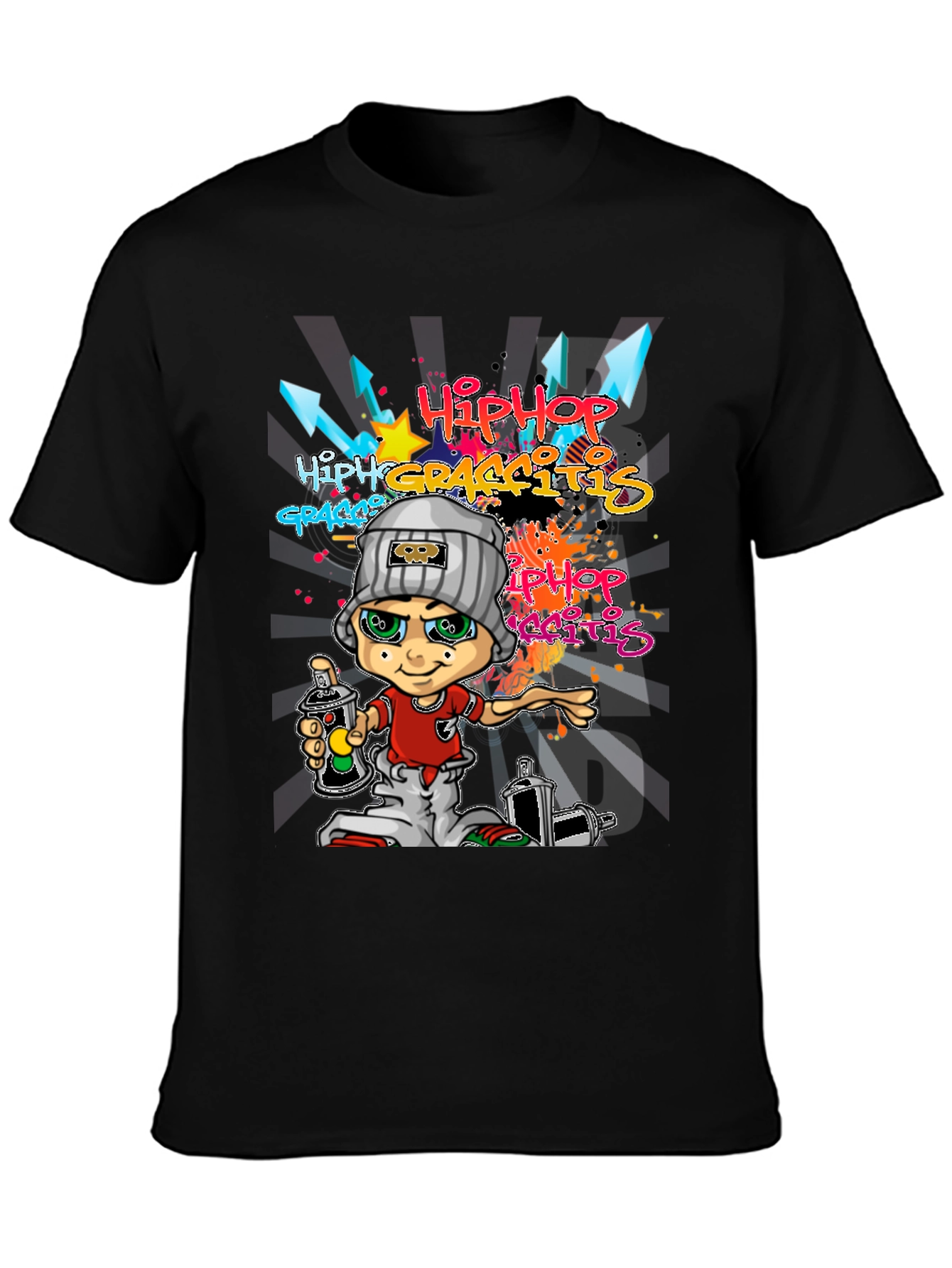 Black Hip Hop Graffiti T-Shirt - Urban Style view 3