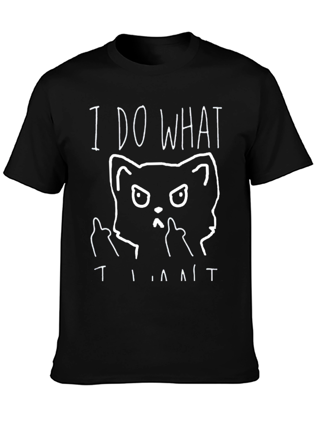 Black I Do What I Want Cat T-Shirt - Funny Graphic Tee view 3