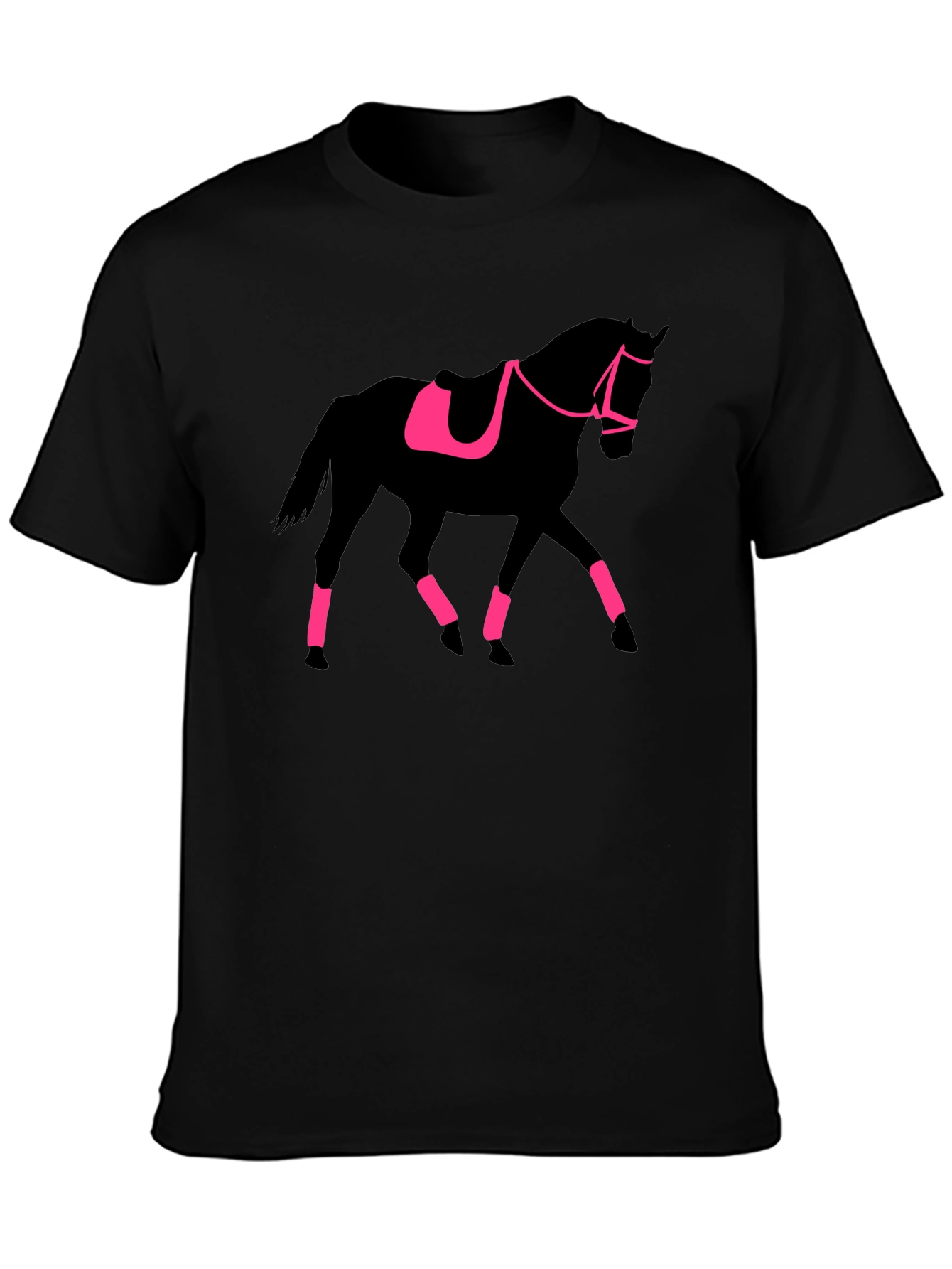 Black Equestrian Horse Silhouette Graphic Tee view 3