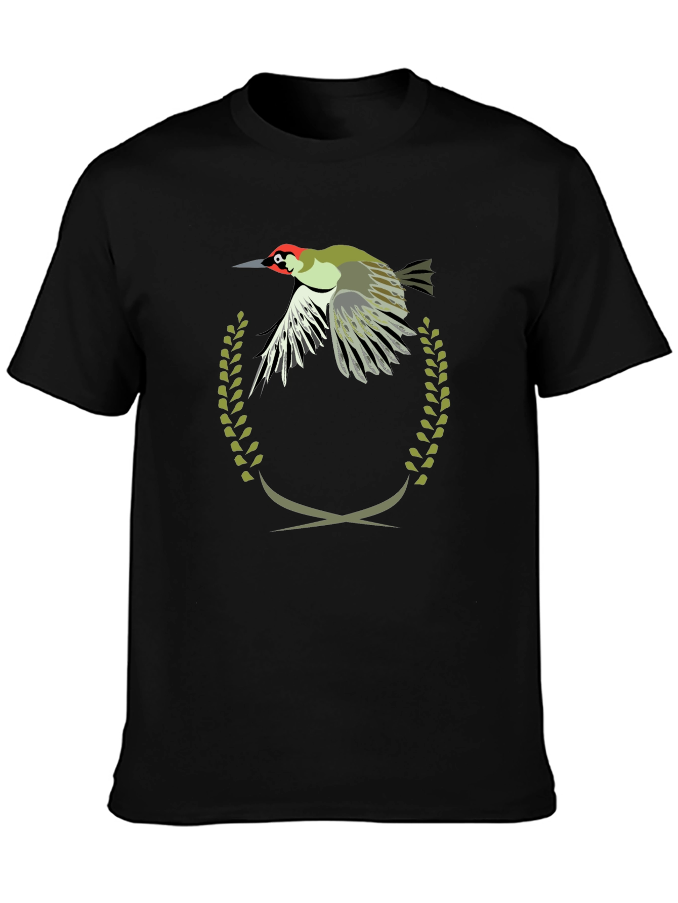 Black Woodpecker Emblem Tee - Unique Graphic Print T-Shirt view 3