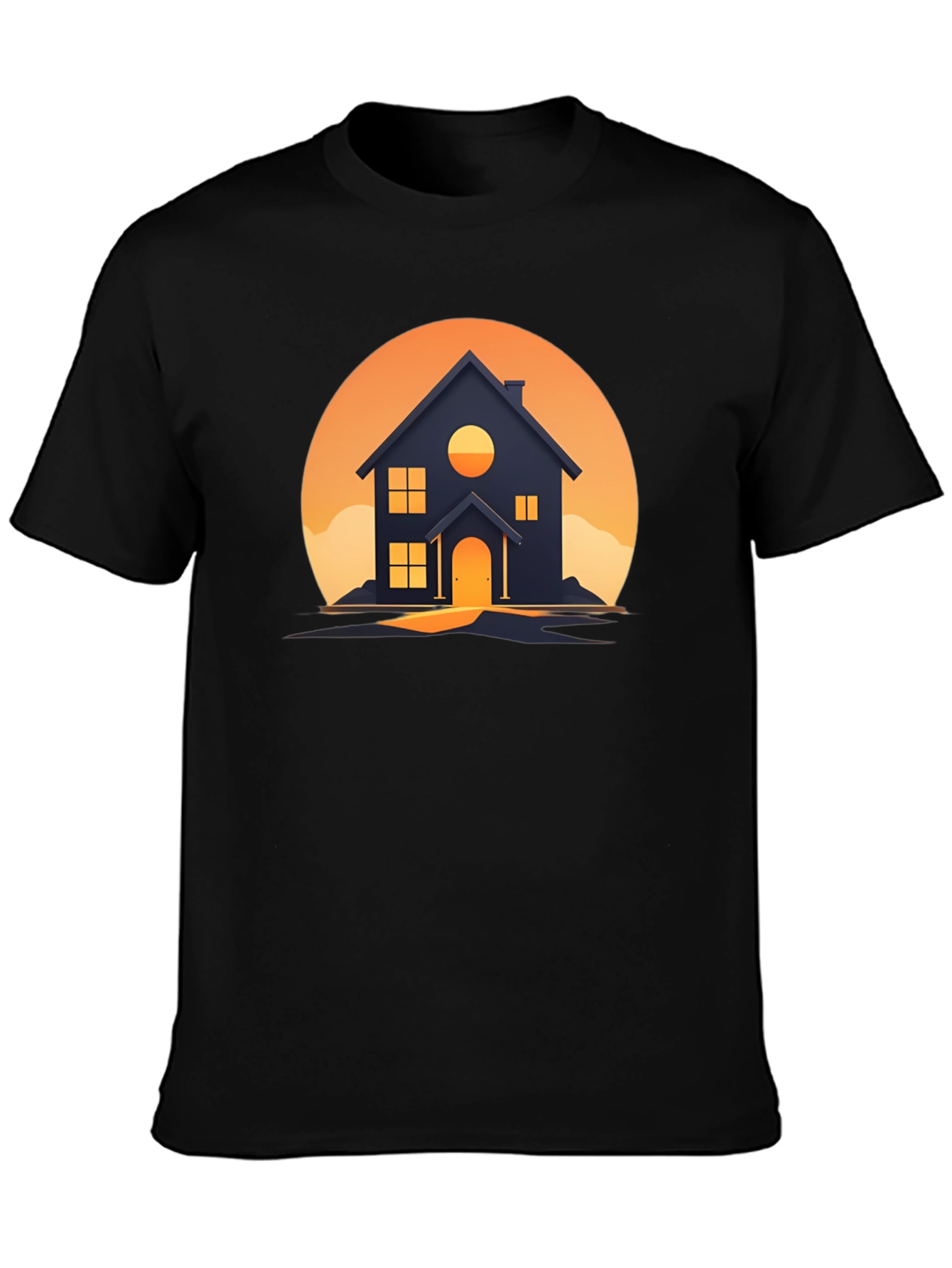 Black Sunset House Graphic Tee - Modern Design view 3