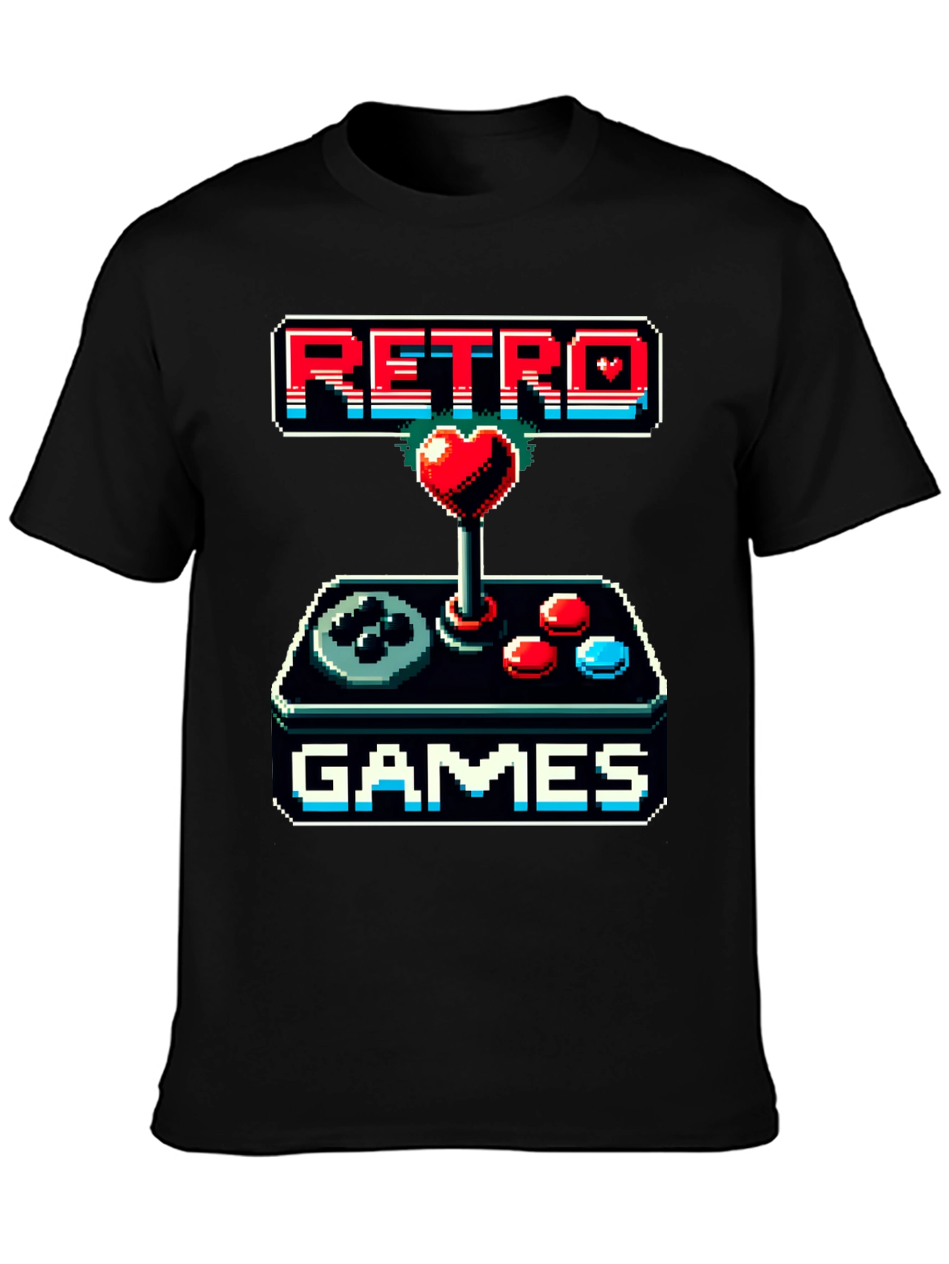 Black Retro Games Pixel Art T-Shirt view 3
