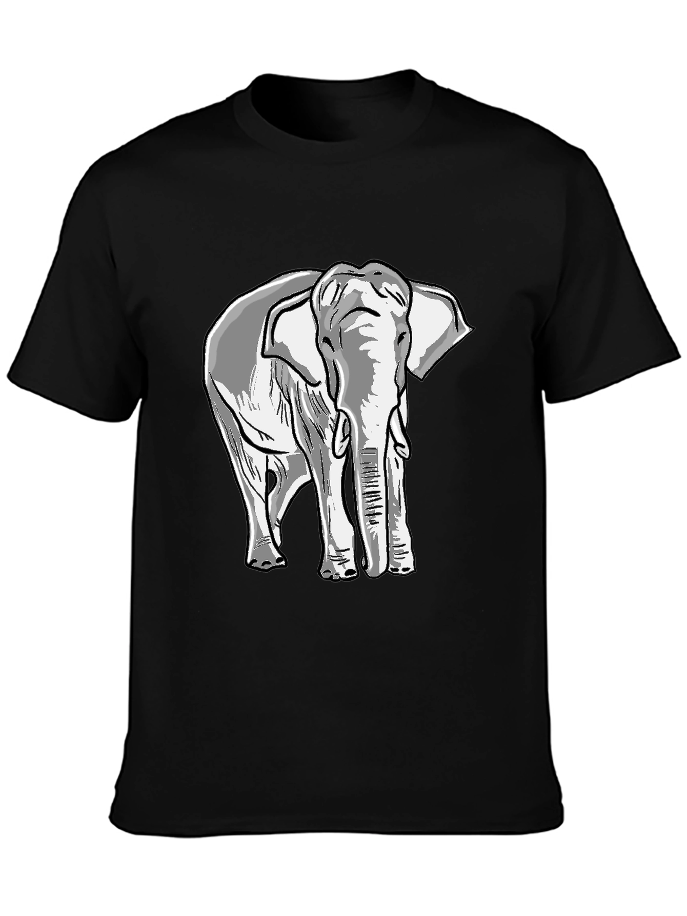 Black Elephant Graphic Tee - Unisex Casual Black T-Shirt view 3