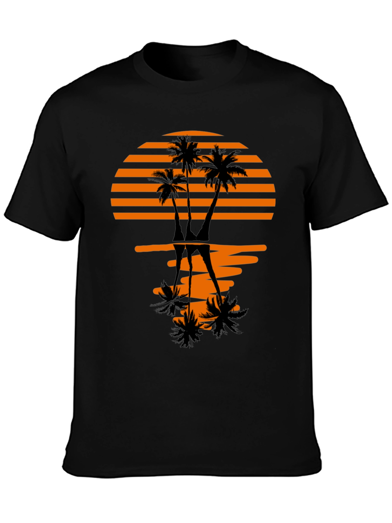 Black Sunset Palm Tree Graphic Tee - Stylish Black T-Shirt view 3