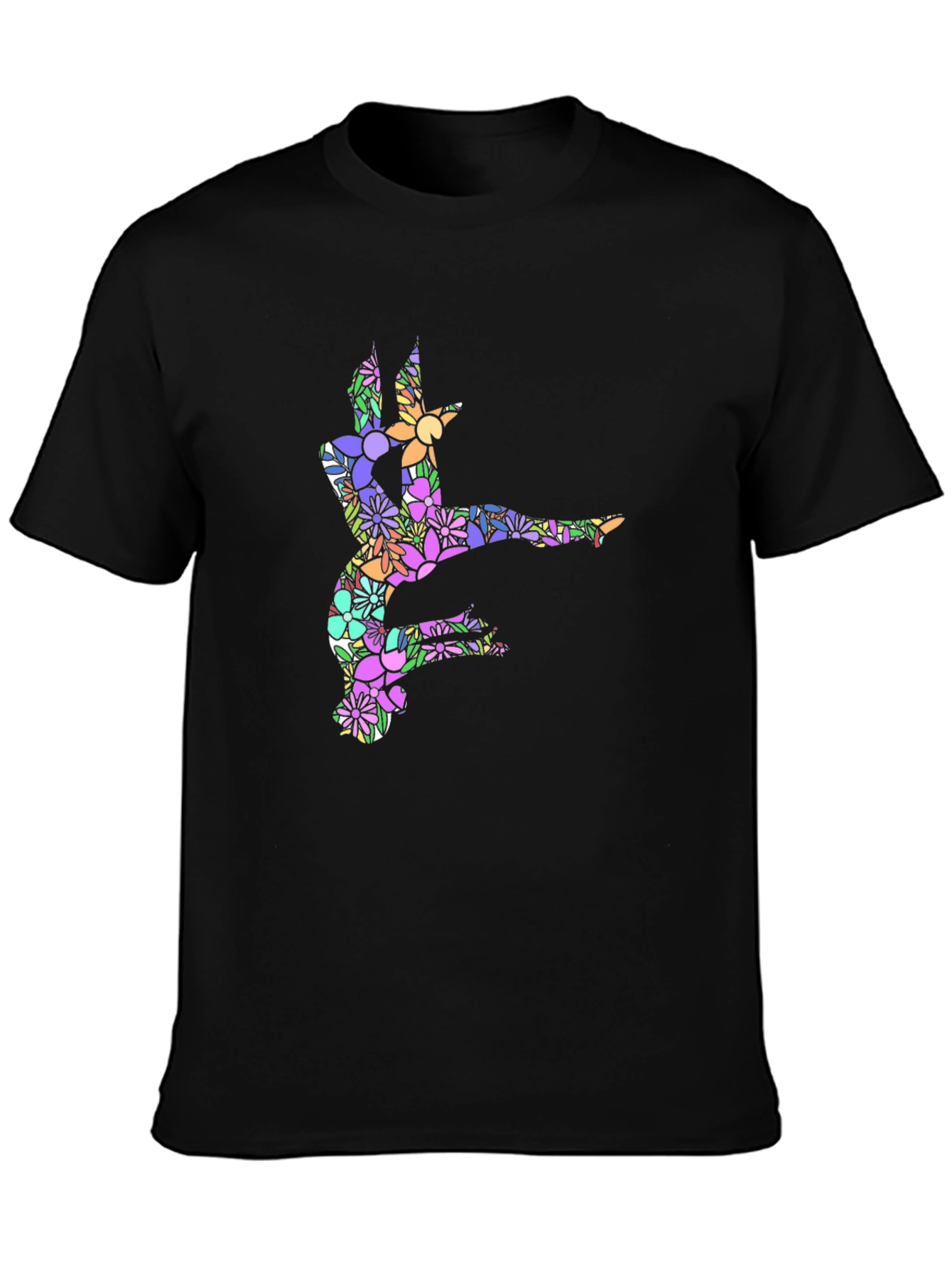 Black Floral Dancer Graphic Black T-Shirt view 3