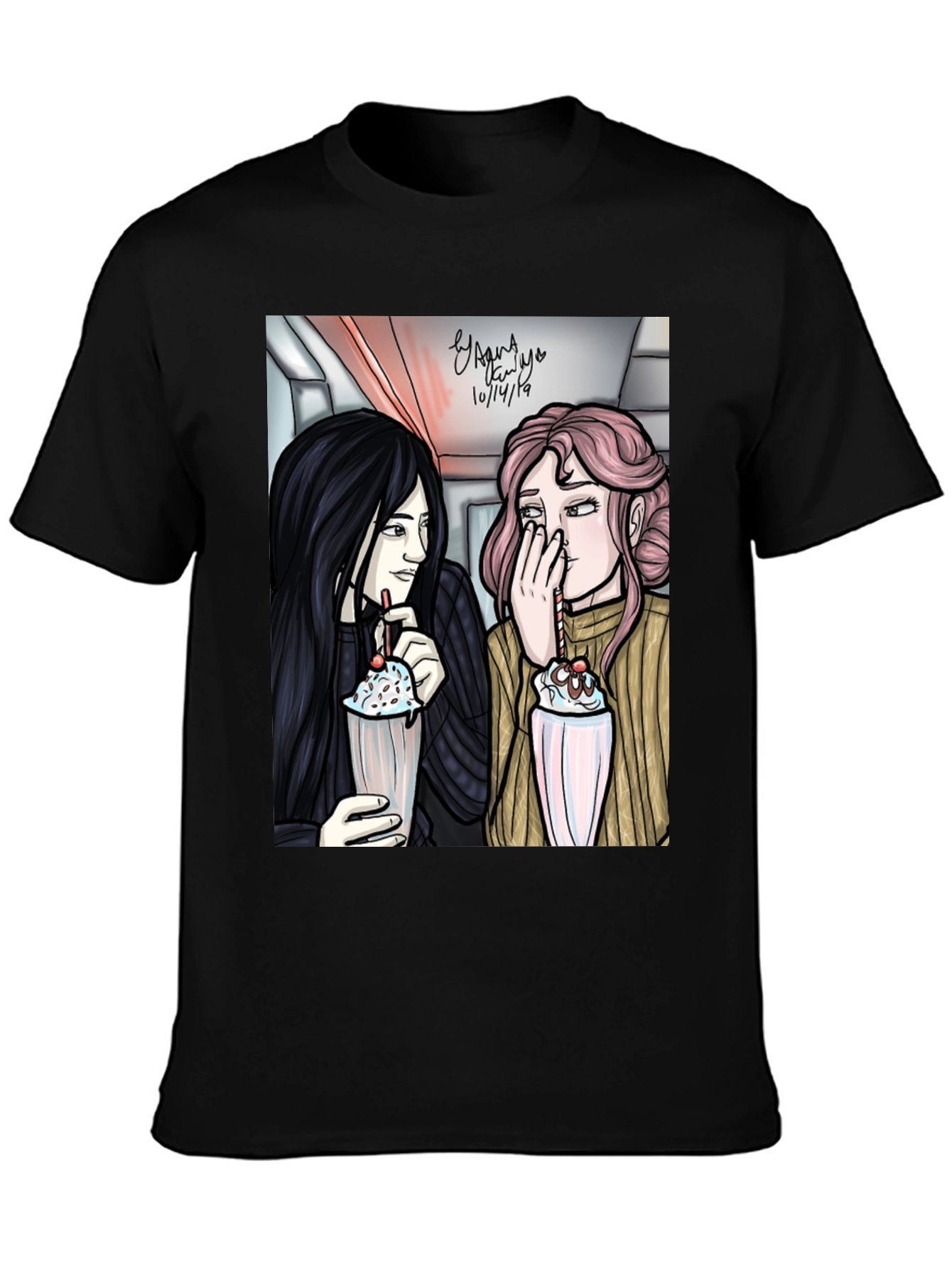Black Cartoon Graphic Tee - Milkshake view 3