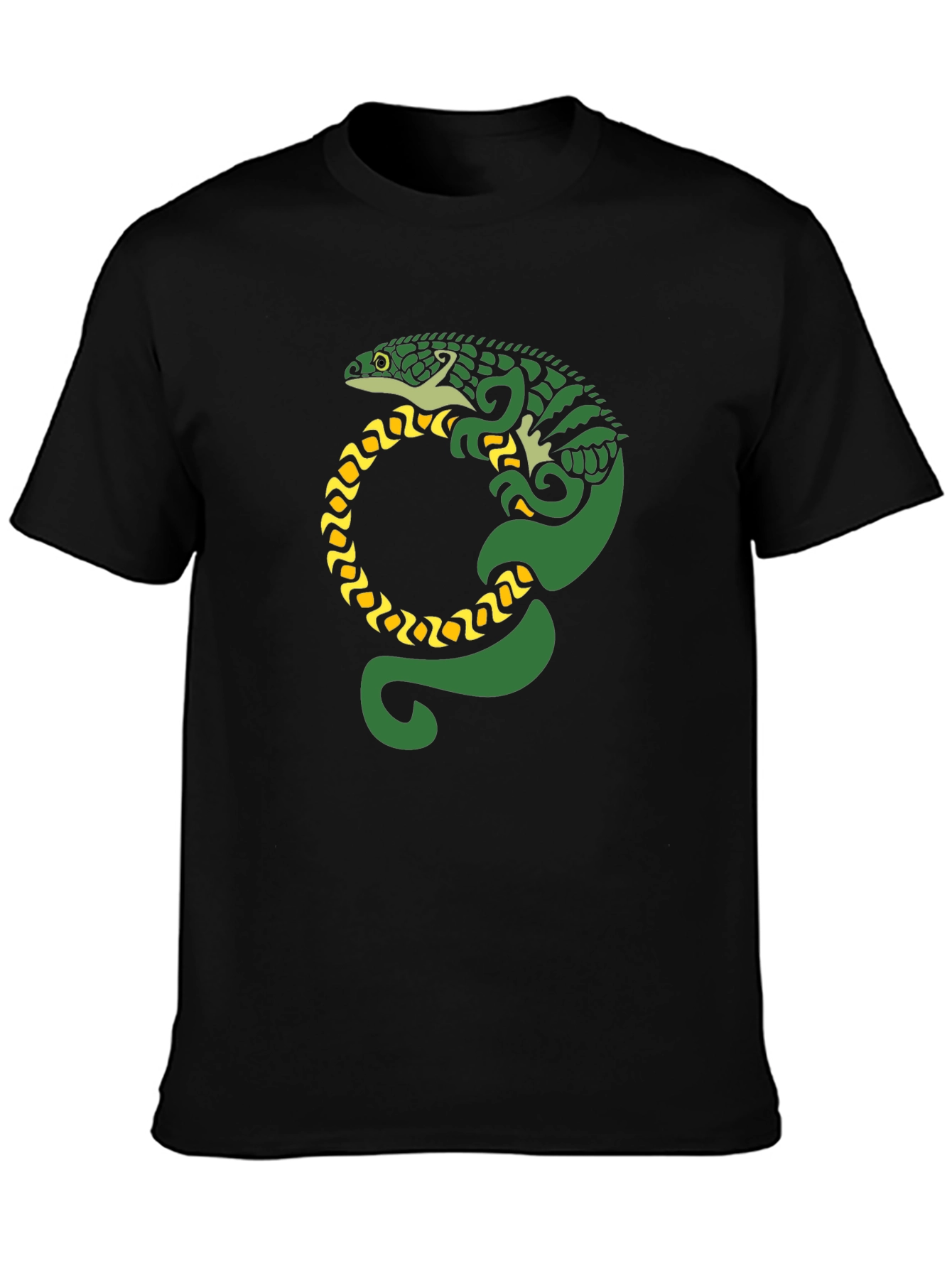Black Lizard Graphic Tee - Black Cotton T-Shirt view 3