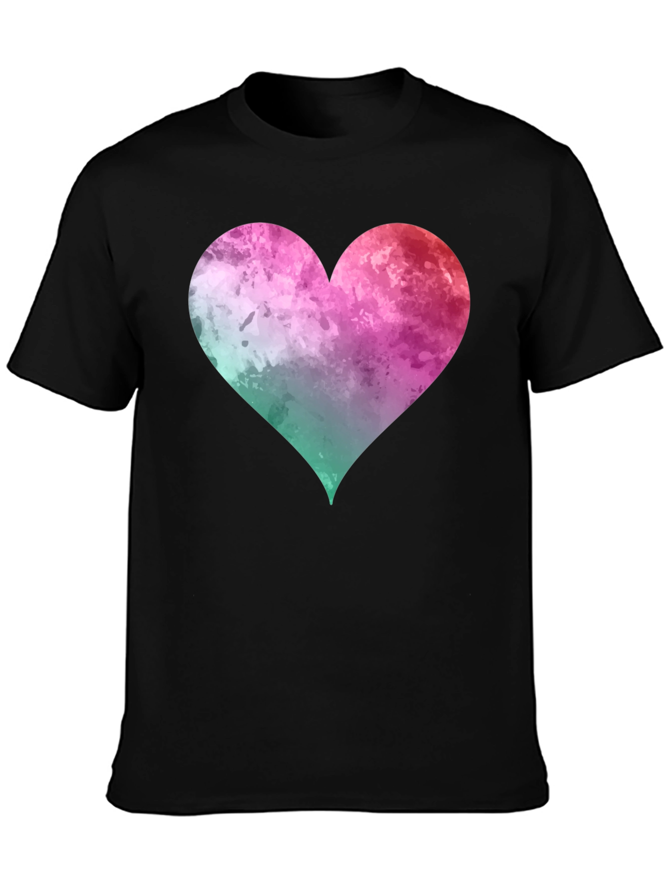 Black Watercolor Heart Graphic T-Shirt - Casual Style view 3