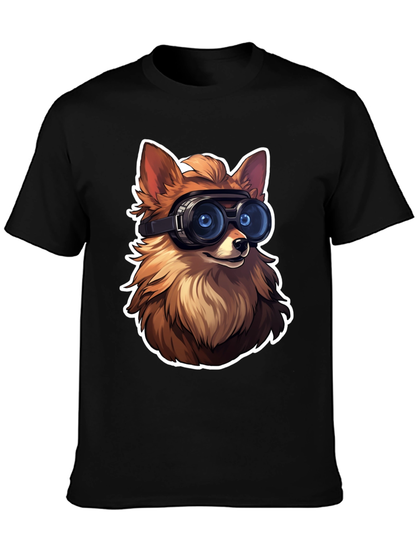 Black Fox Goggles Graphic Tee - Cool Animal Design view 3