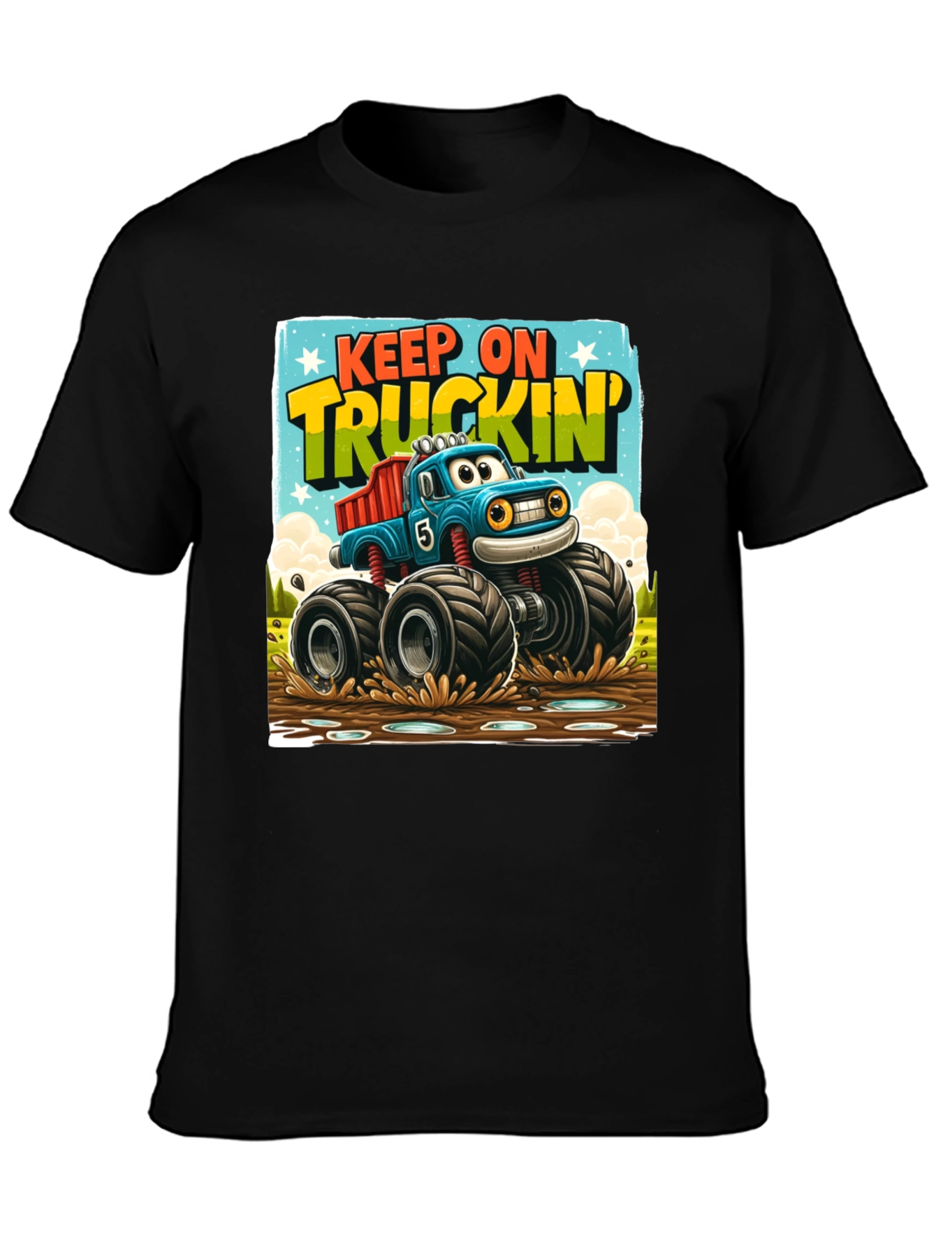 Black Keep On Truckin' Monster Truck T-Shirt view 3