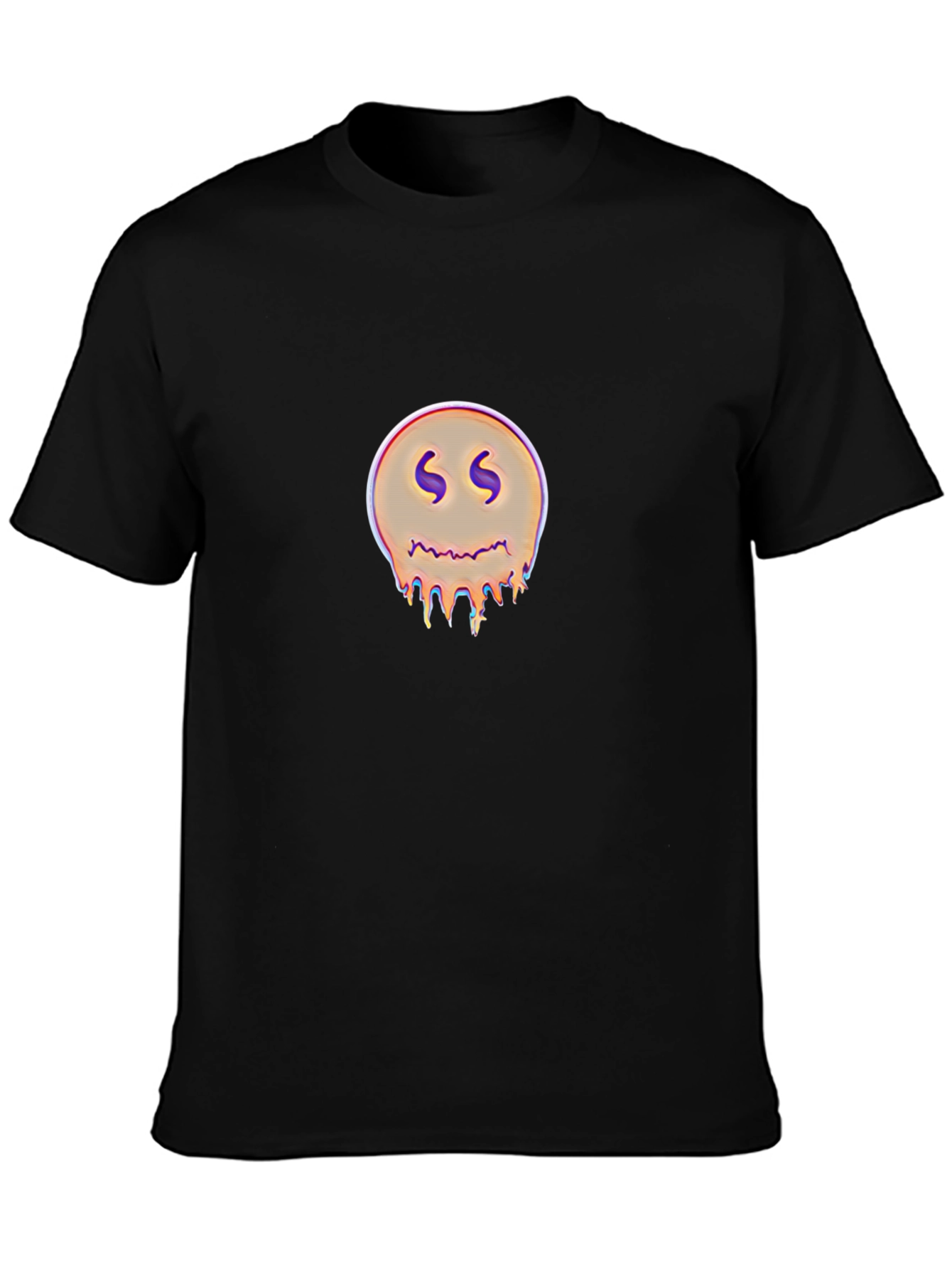 Black Dripping Smiley Graphic Black T-Shirt view 3