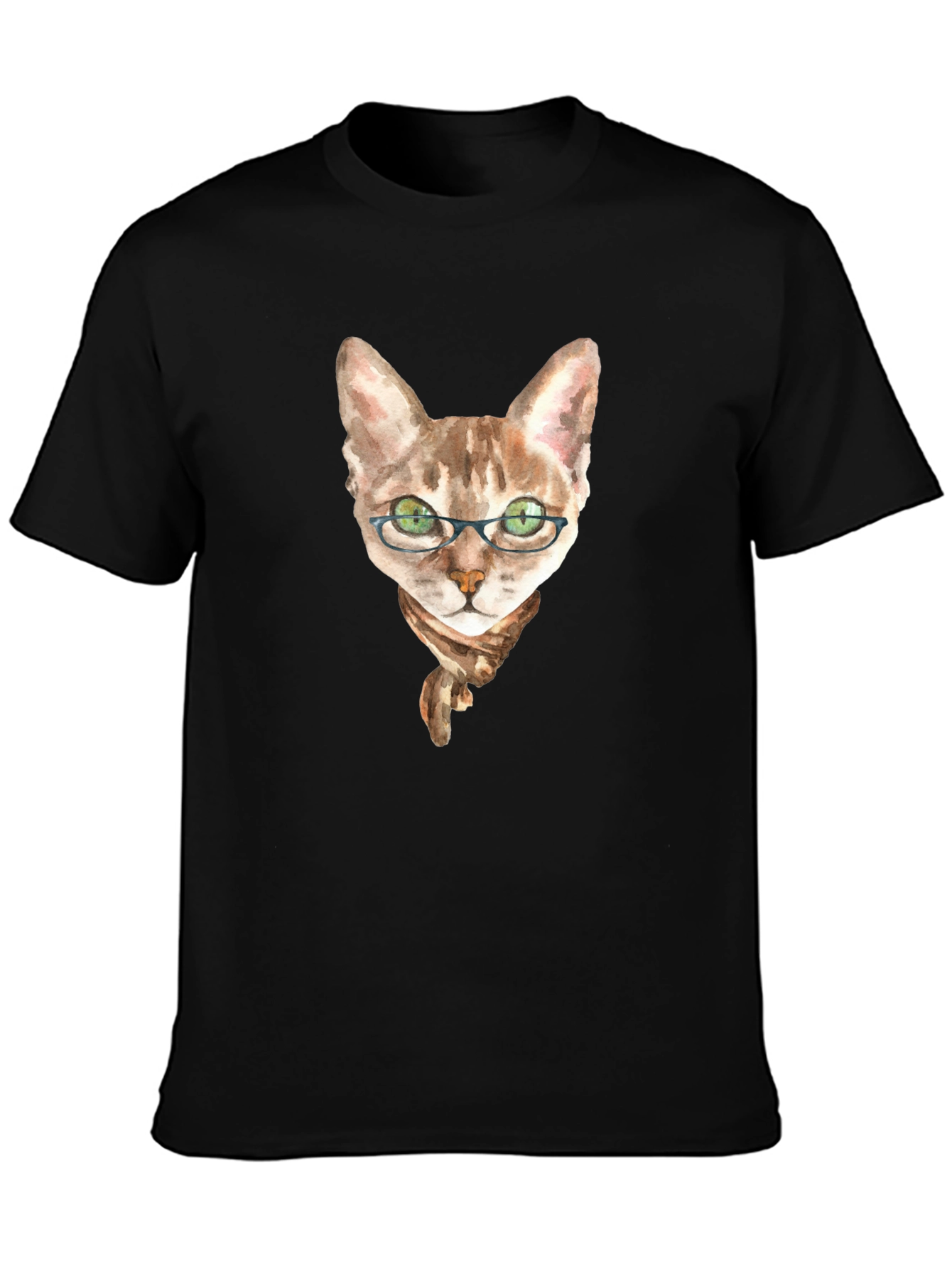 Black Cat with Glasses T-Shirt view 3