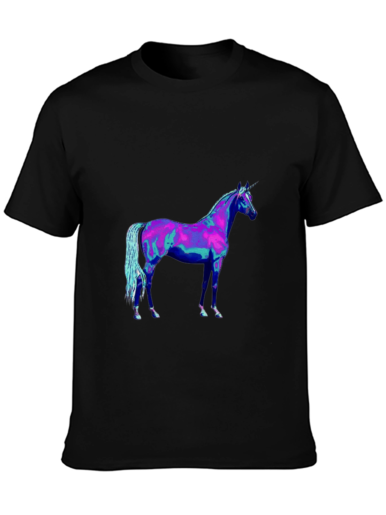 Black Unicorn Graphic Tee - Black Cotton Shirt view 3