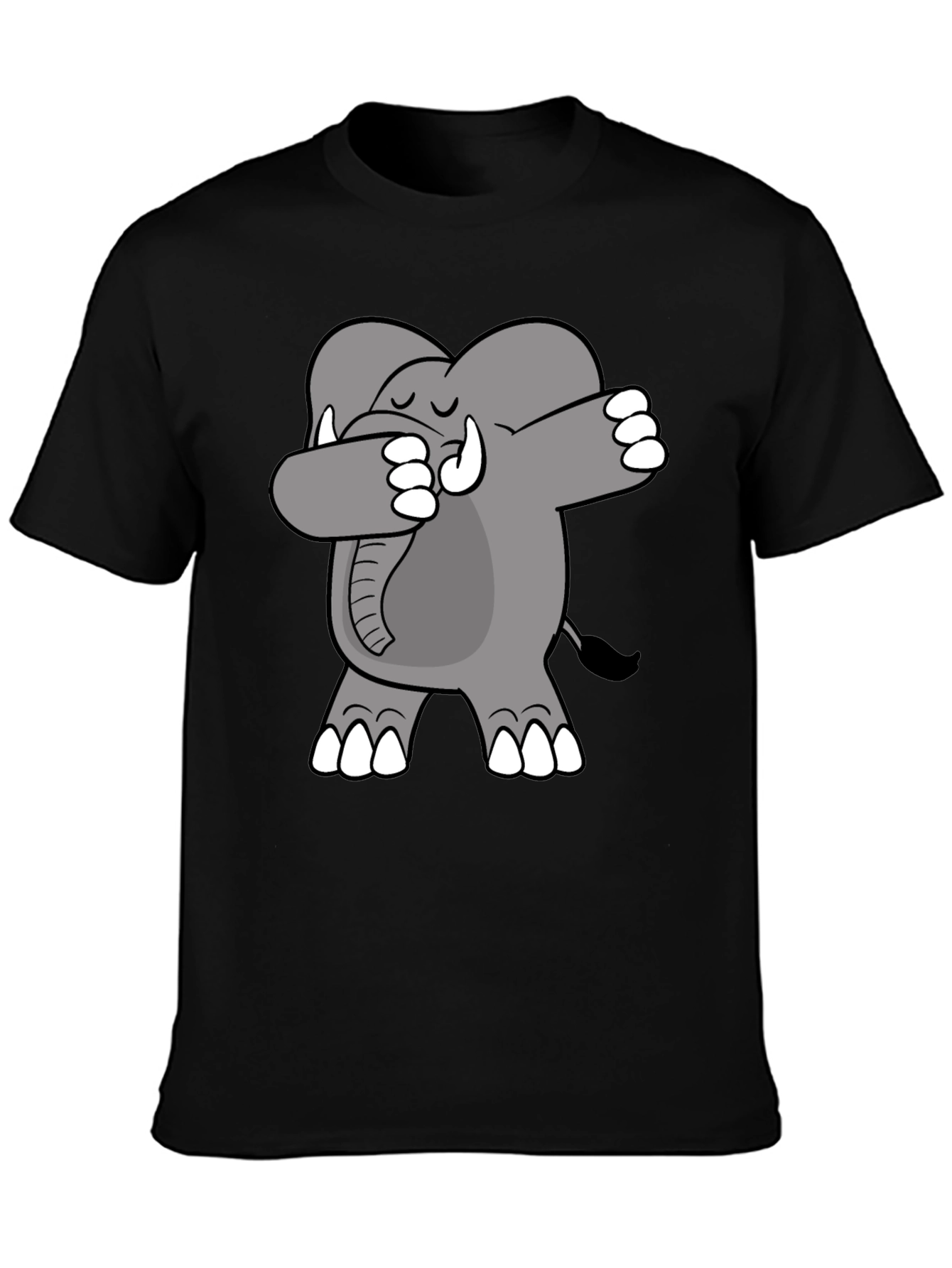 Black Dabbing Elephant Graphic Tee - Black Cotton Shirt view 3