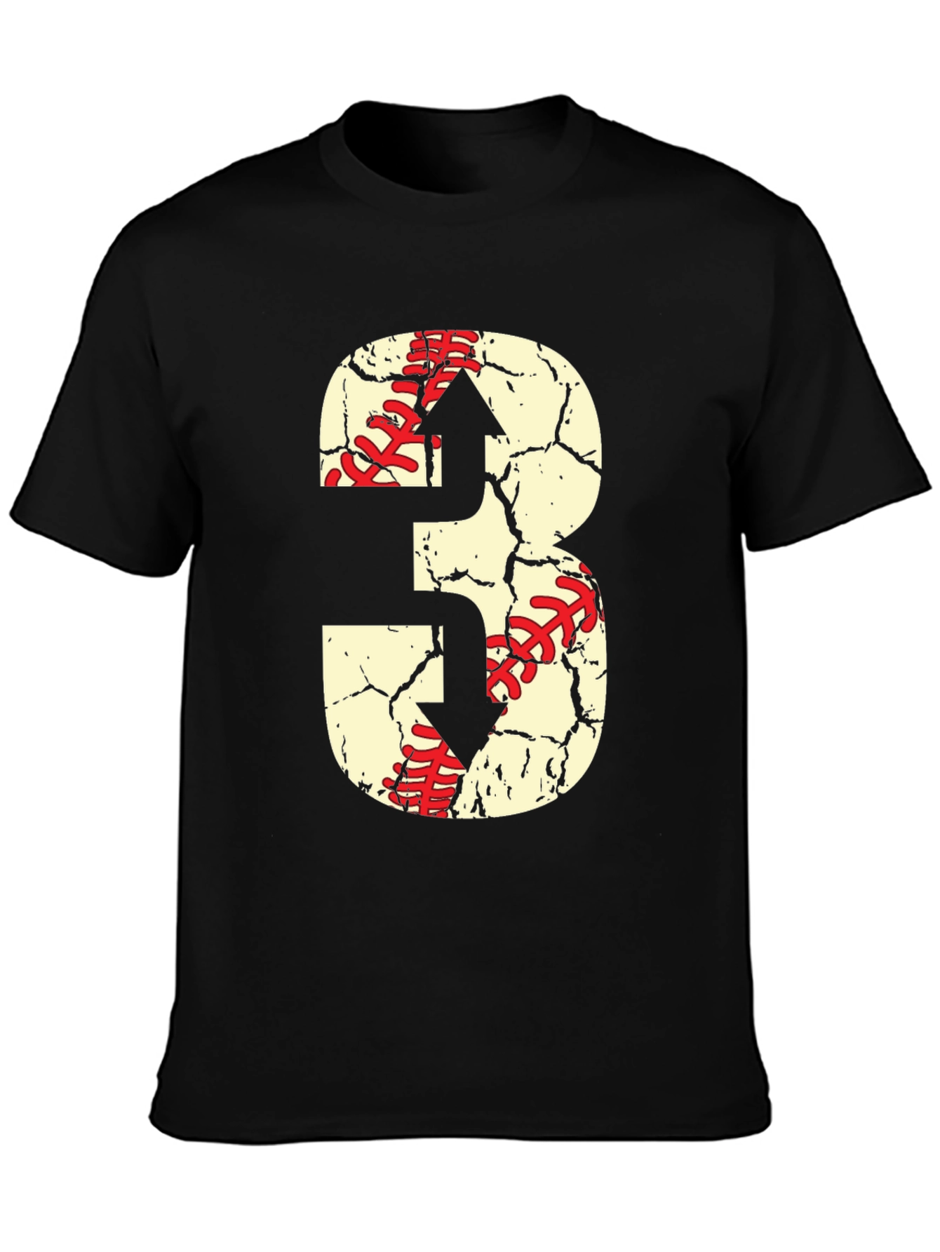 Black Baseball Number 3 T-Shirt view 3
