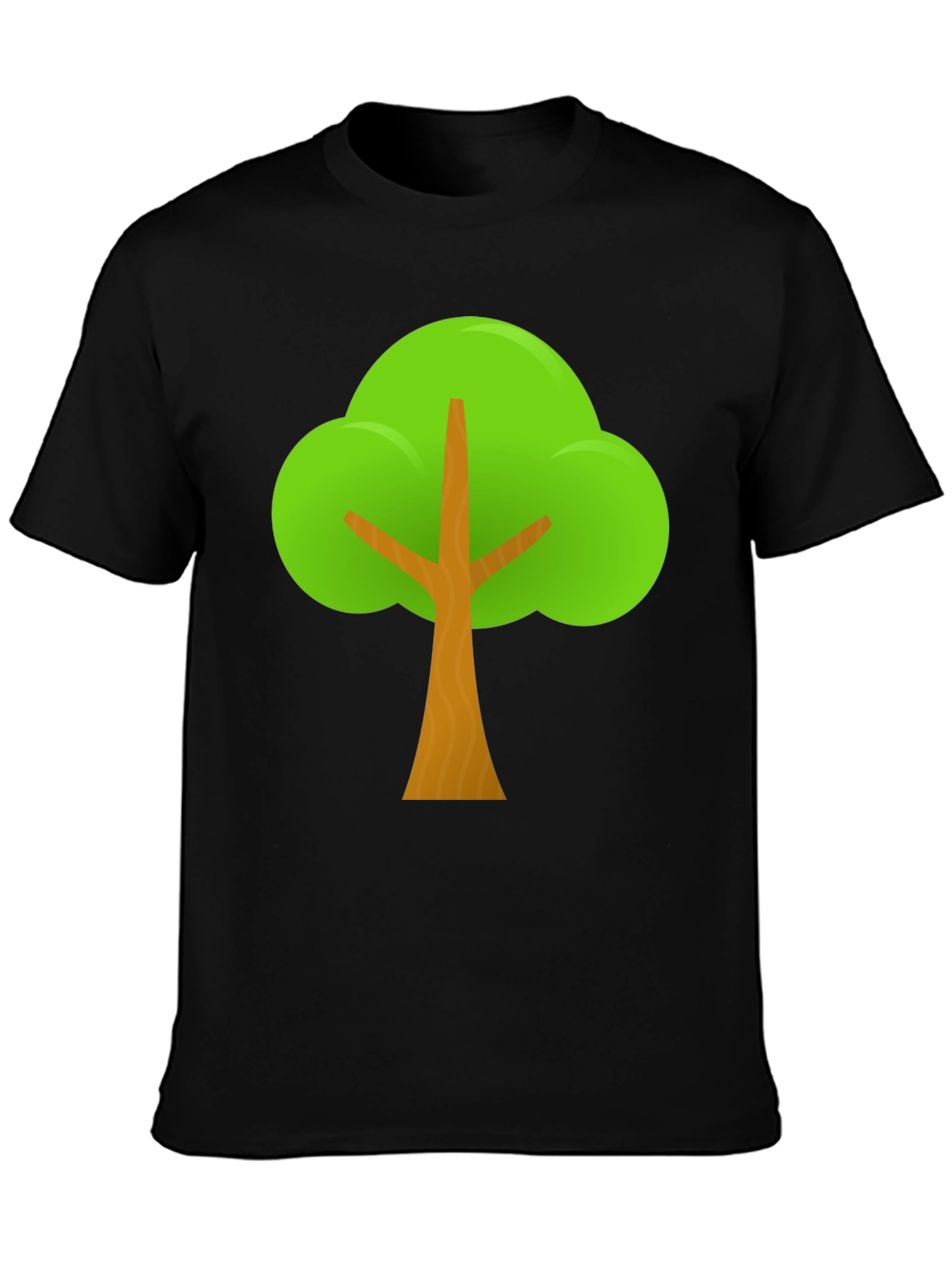 Black Cartoon Tree Graphic Tee - Black Casual T-Shirt view 3