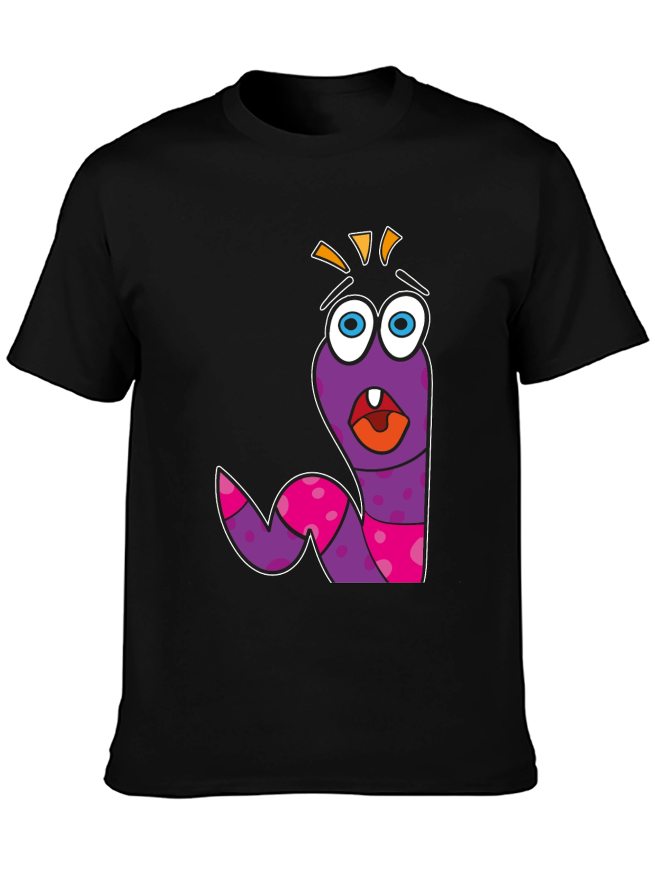 Black Cartoon Worm Graphic Tee - Funny & Unique Design view 3