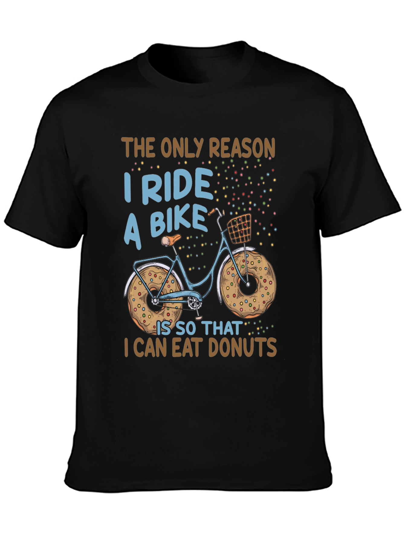 Black Funny Bike & Donut T-Shirt - Cycling & Foodie view 3