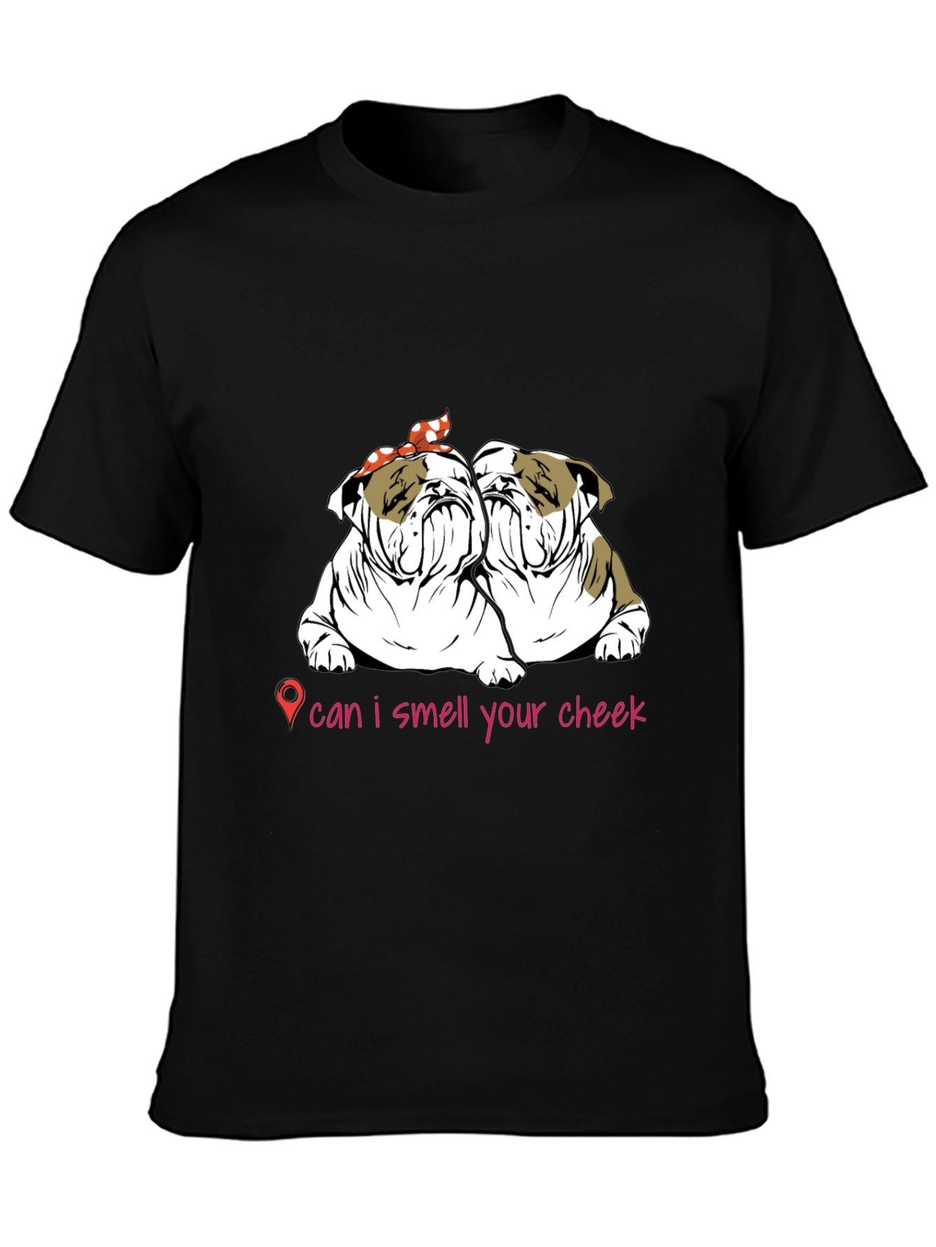 Black Bulldog Cheek Sniff T-Shirt: Cute Pet Lover Tee view 3