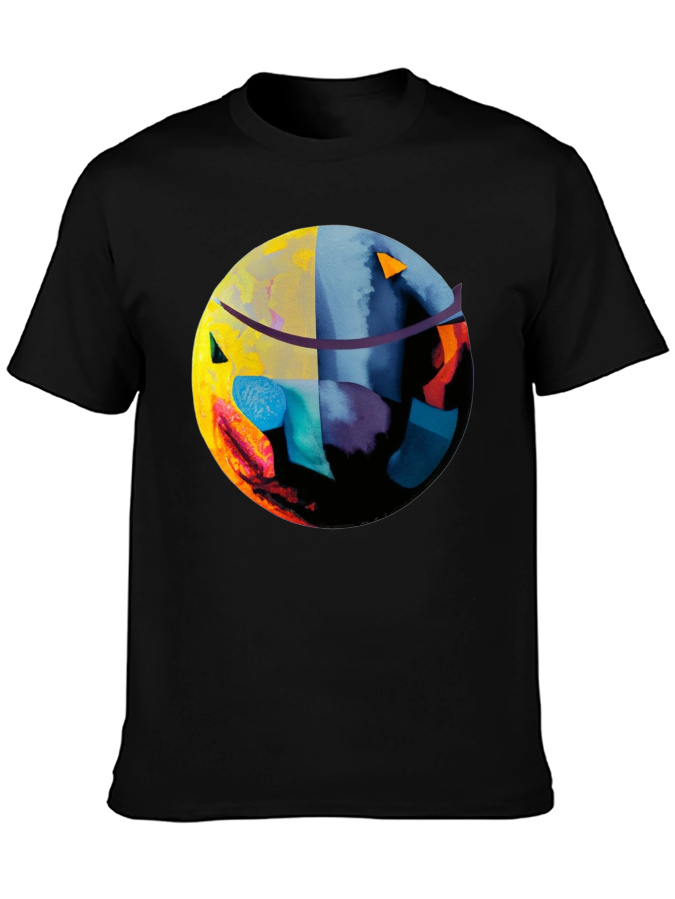 Black Abstract Graphic Print Black T-Shirt view 3