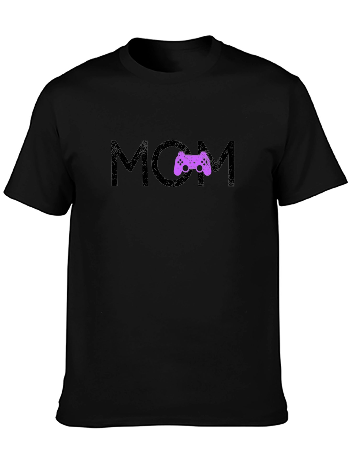 Black Gamer Mom T-Shirt - Black Crew Neck view 3