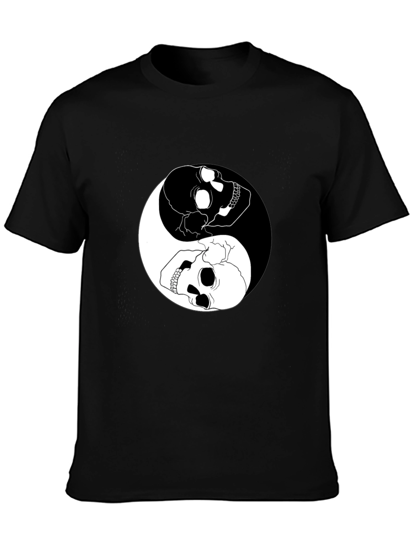 Black Yin Yang Skull Graphic T-Shirt - Black Cotton Tee view 3