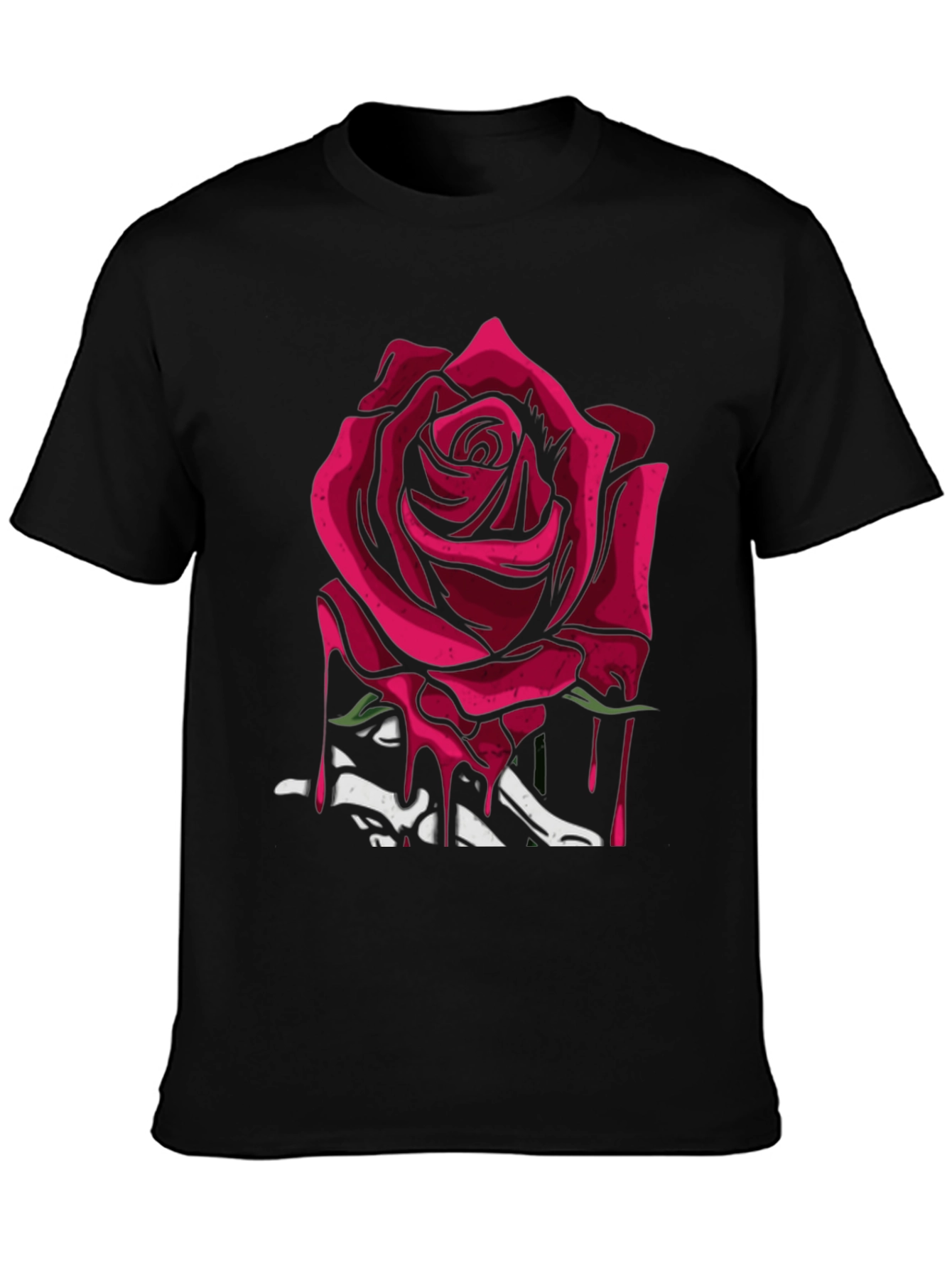 Black Rose & Bones Graphic Tee - Modern Edgy Style view 3
