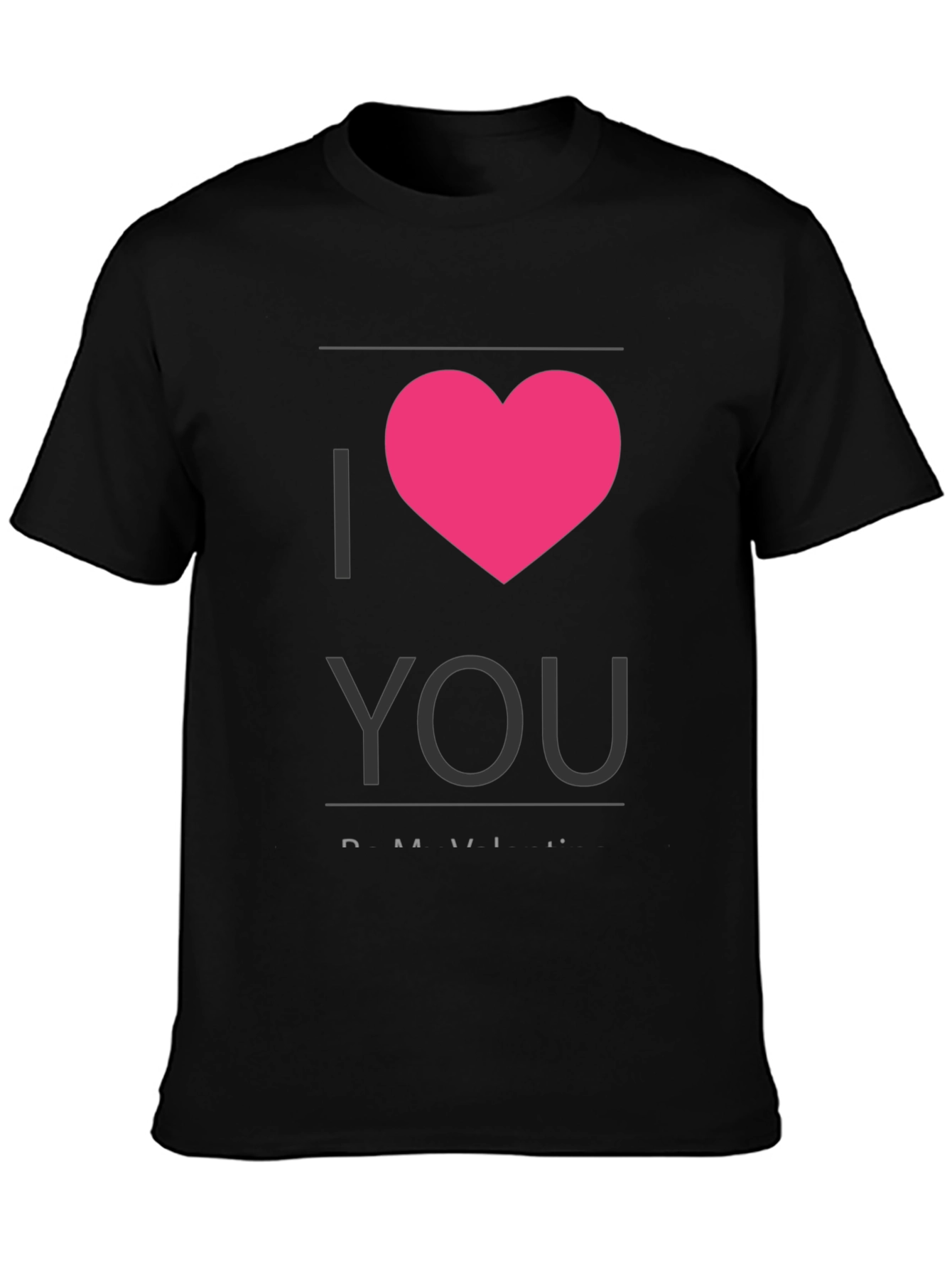 Black I Heart You - Black Crew Neck T-Shirt view 3