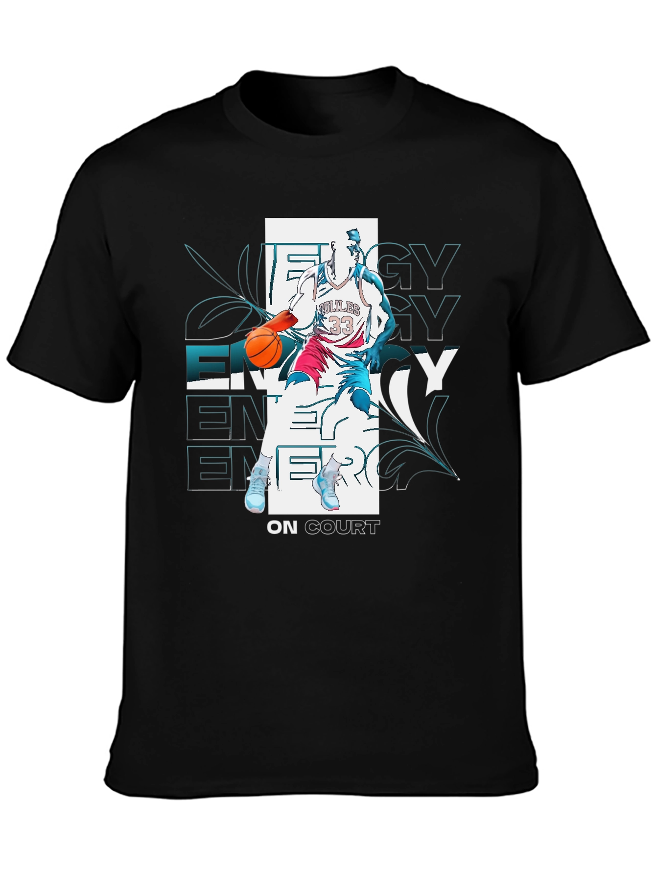Black Energy On Court Basketball Graphic Tee view 3