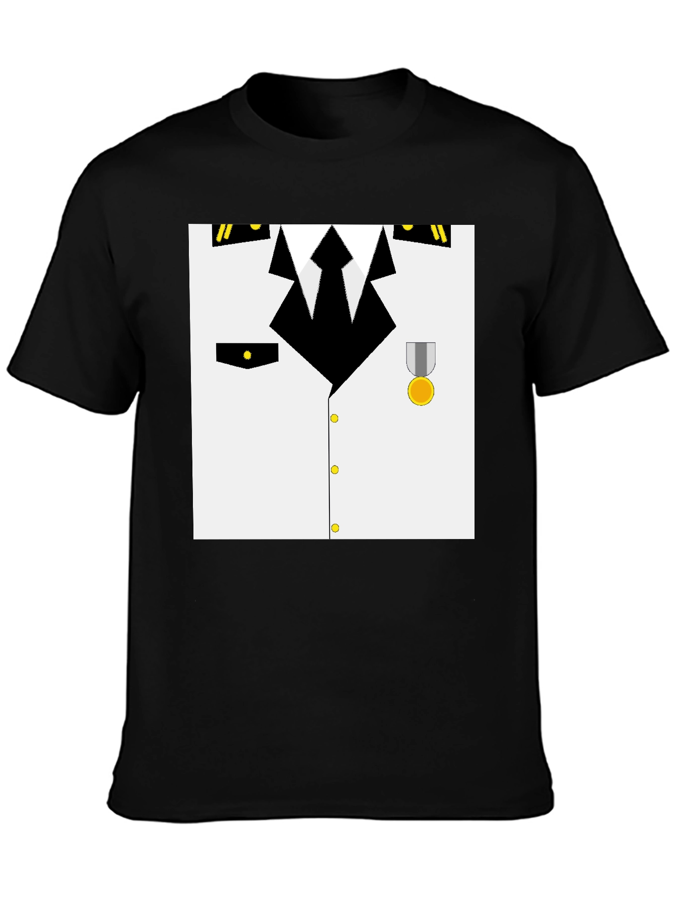 Black Pilot Costume T-Shirt - Realistic Design view 3