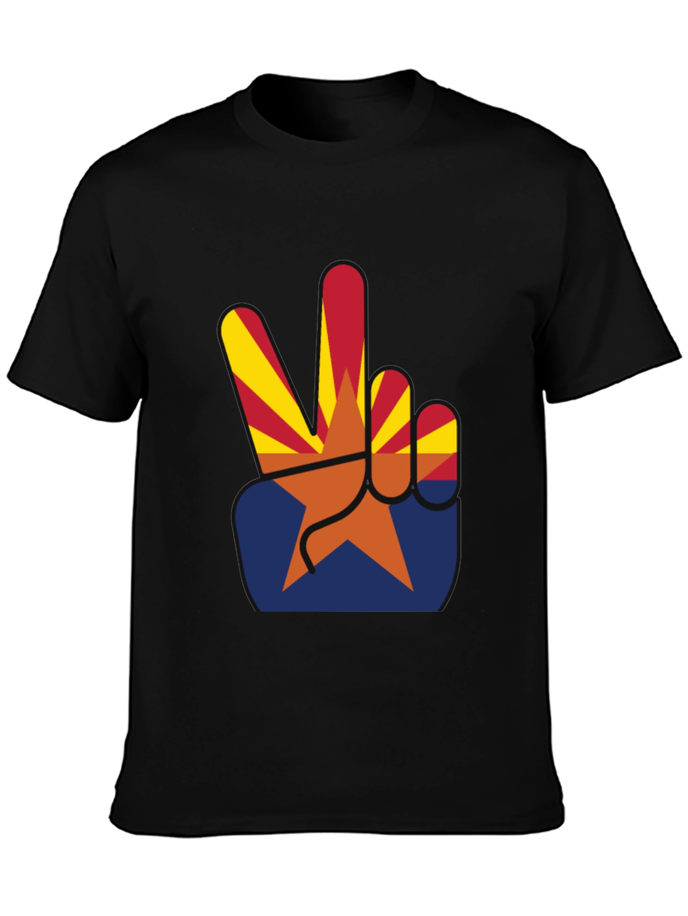 Black Arizona Peace Sign Graphic Tee - Black Cotton T-Shirt view 3