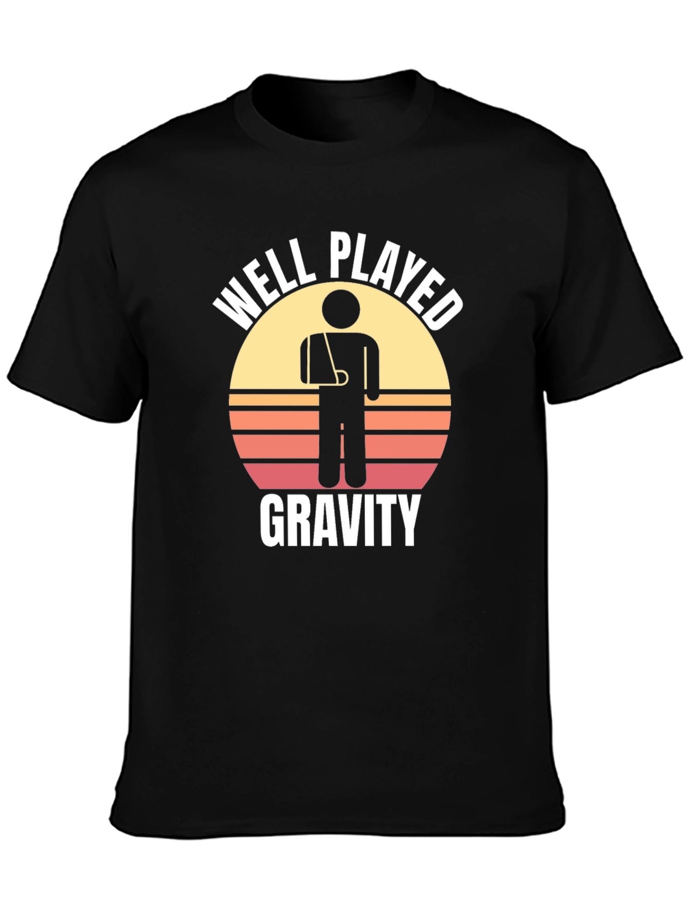 Black Well Played Gravity Graphic T-Shirt - Broken Arm Humor view 3