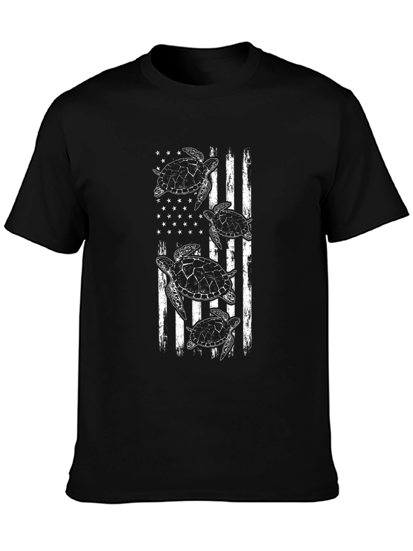 Black Turtle American Flag Graphic T-Shirt view 3