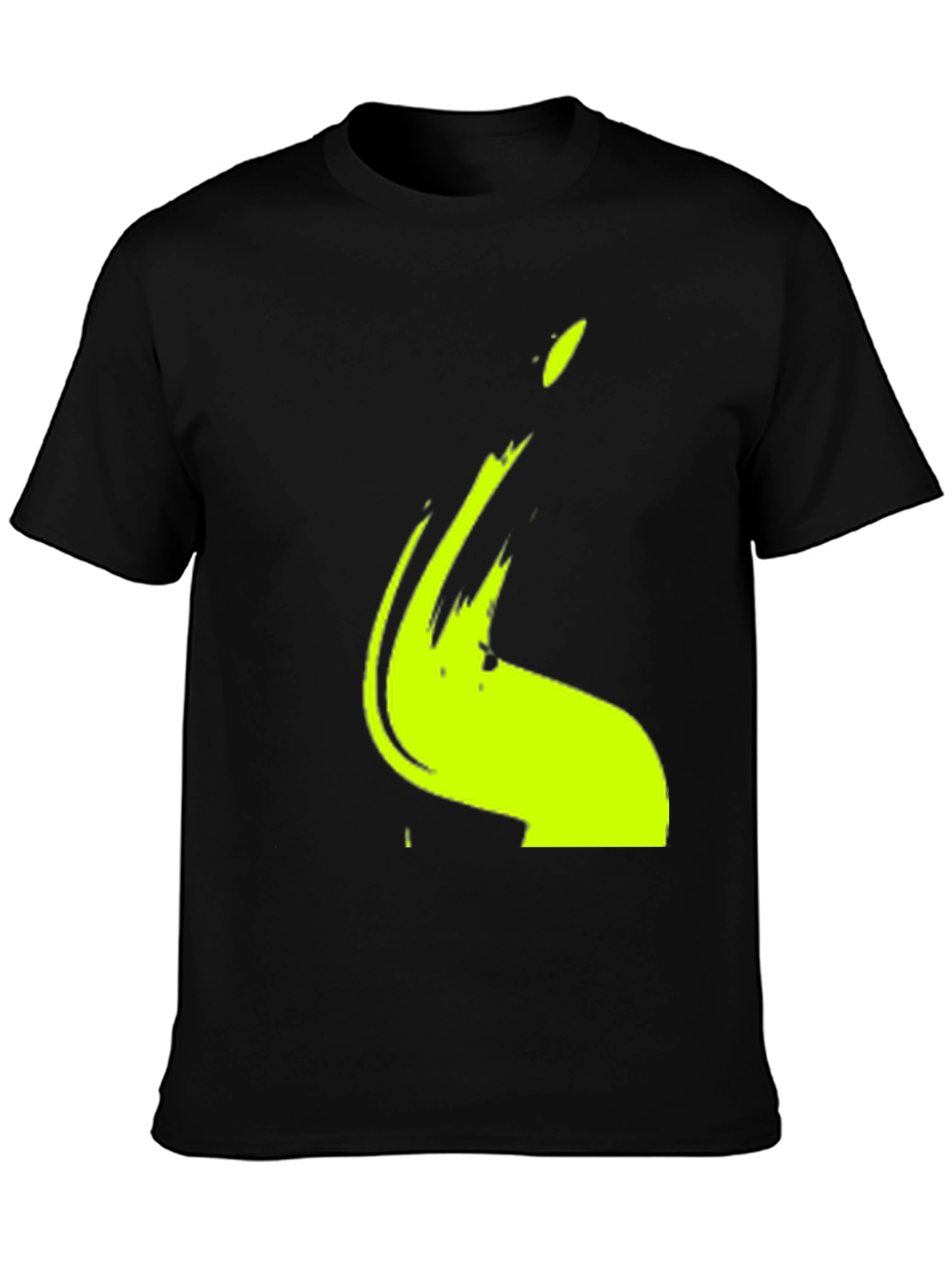 Black Modern Graphic Tee - Abstract Lime Print view 3
