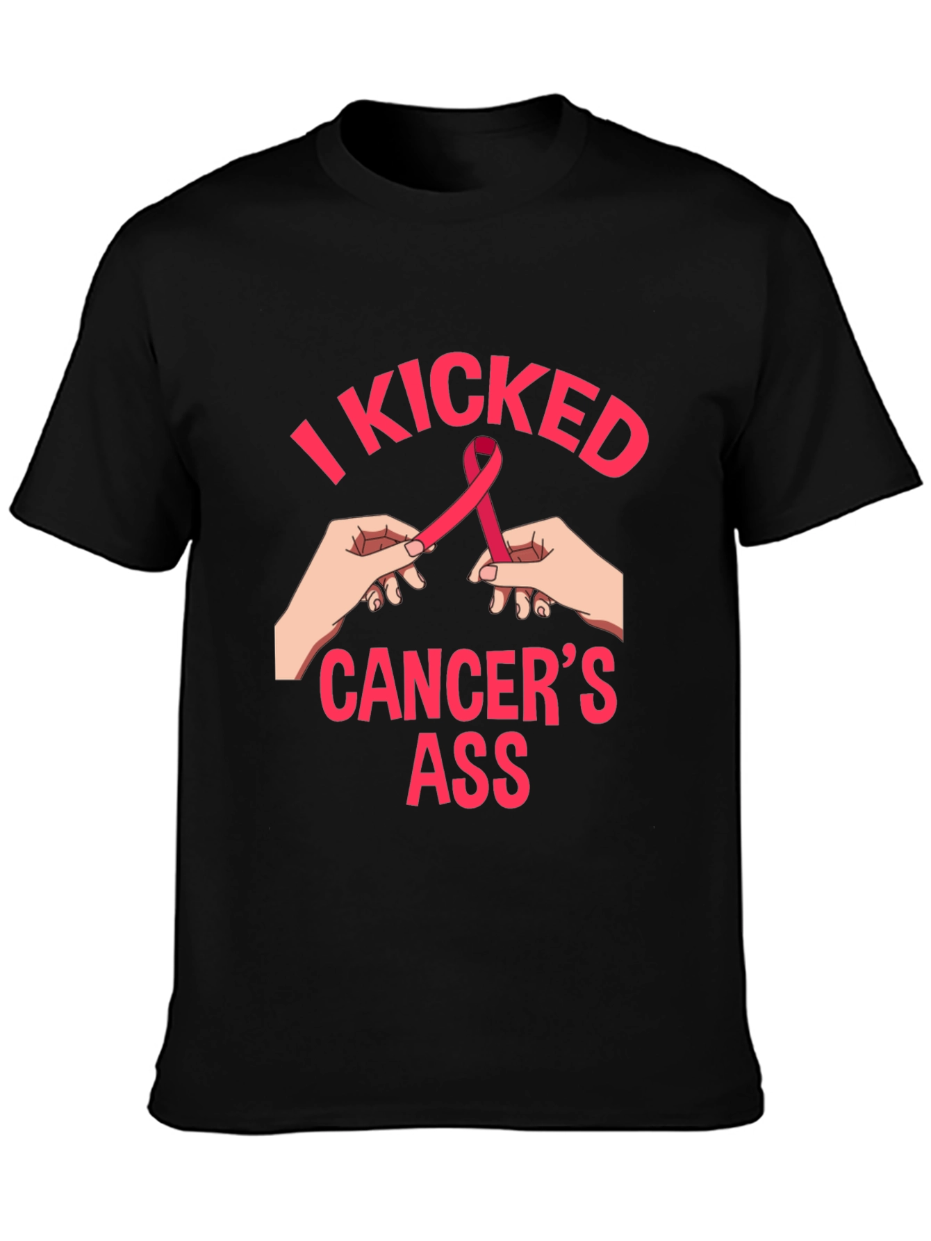 Black I Kicked Cancer's Ass Graphic Tee view 3