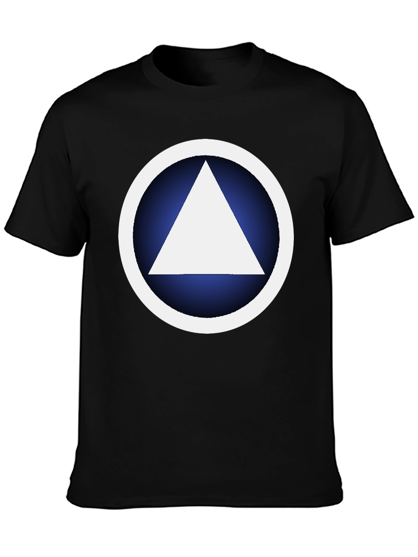 Black Geometric Graphic T-Shirt - White Triangle Design view 3