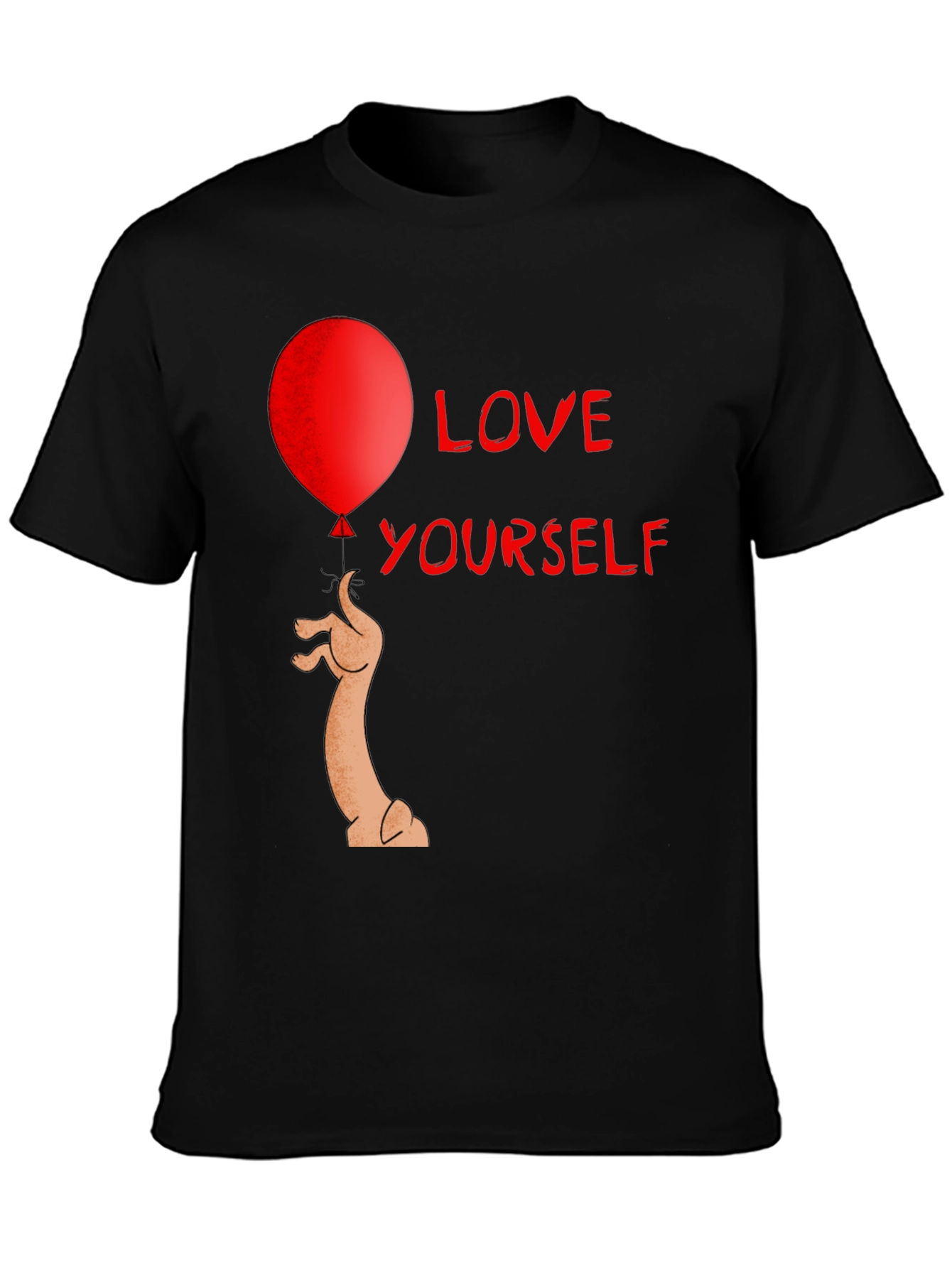 Black Love Yourself Balloon T-Shirt Funny Graphic Tee view 3