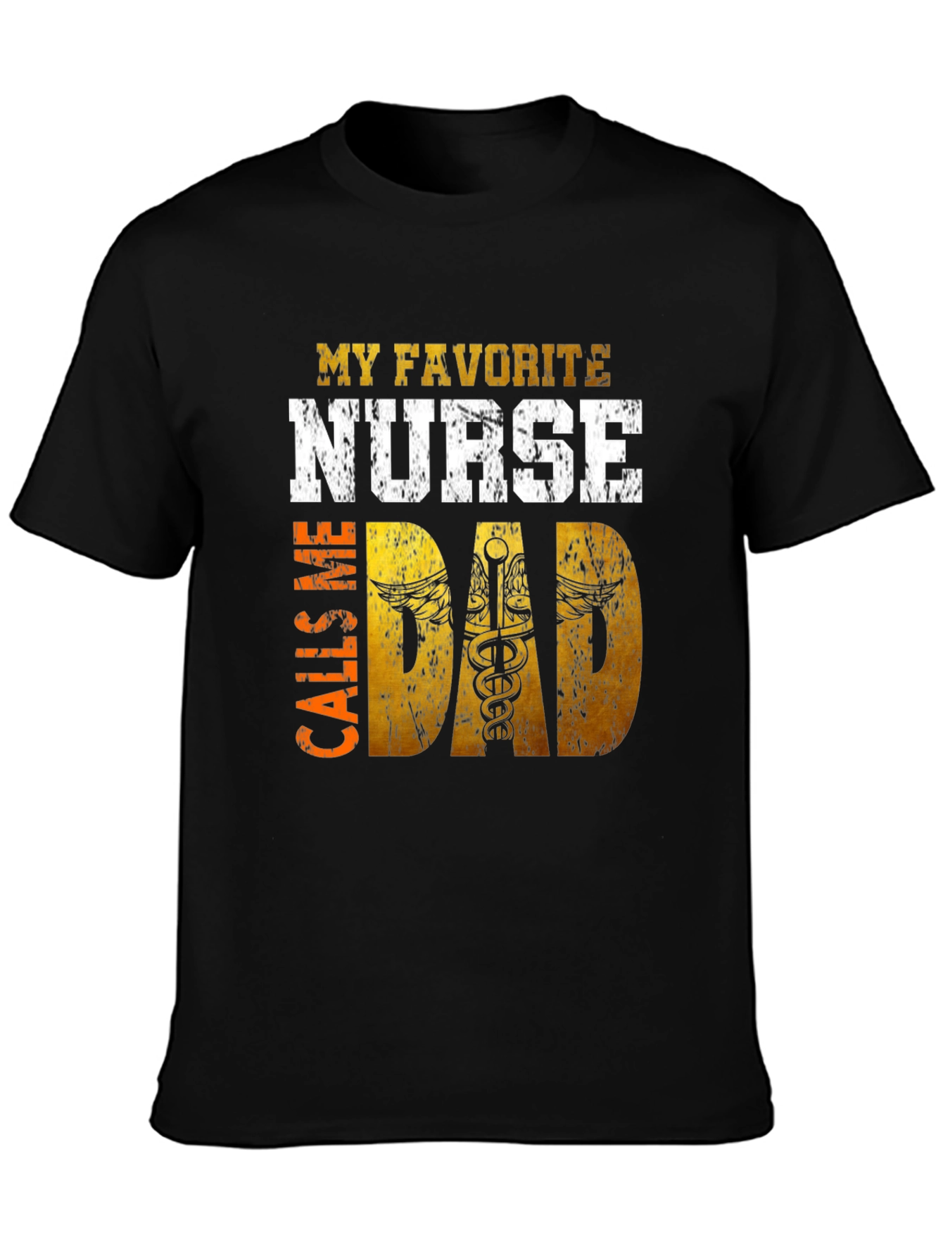 Black My Favorite Nurse Calls Me Dad Graphic T-Shirt view 3