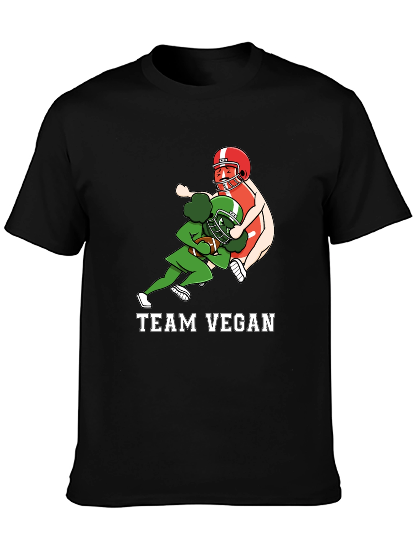 Black Team Vegan Football T-Shirt - Funny Vegan Gift view 3