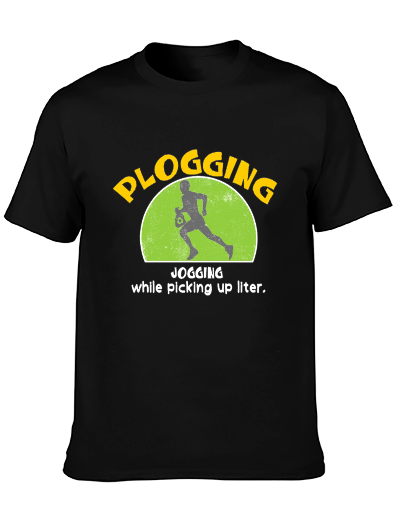 Black Plogging T-Shirt: Jogging While Picking Up Litter! view 3